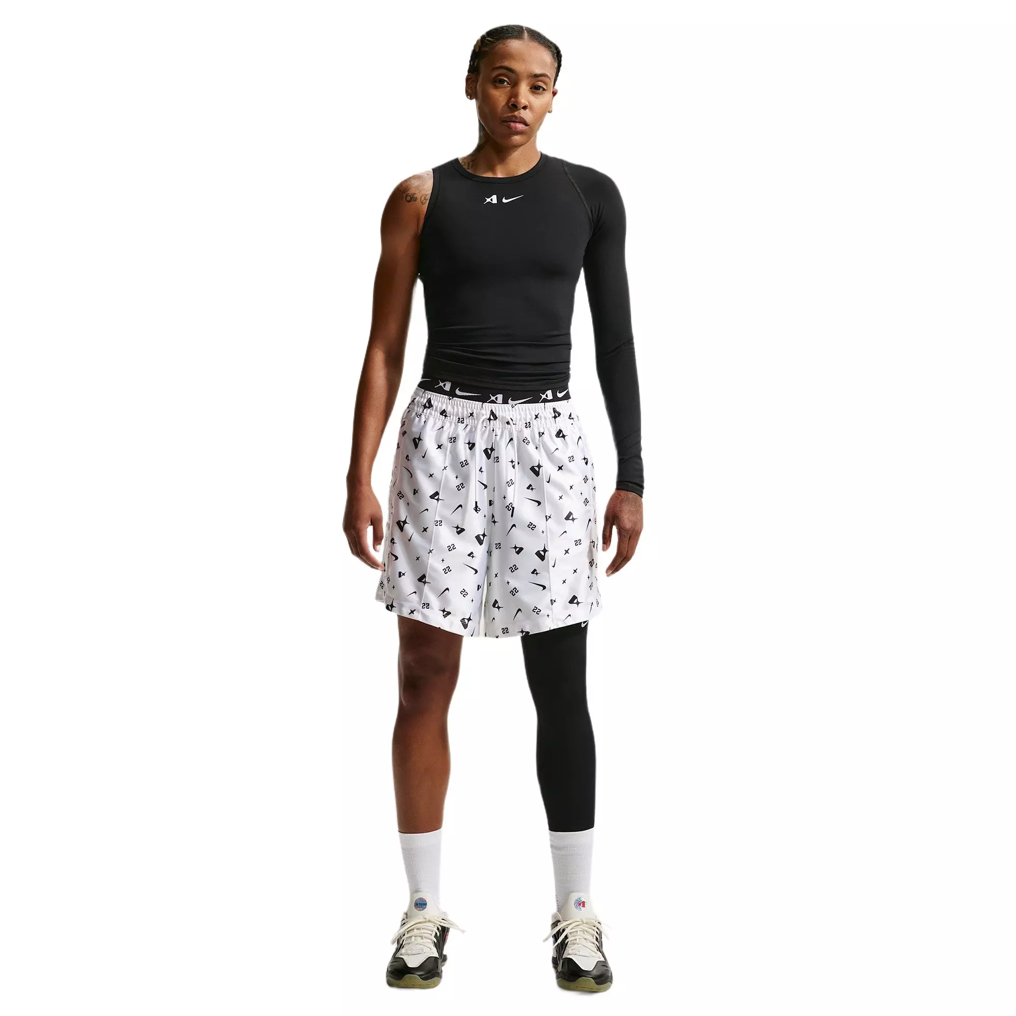 Nike A'ja Wilson Women's A'symmetric Reversible Single-Leg Basketball Legging - BLACK/WHITE