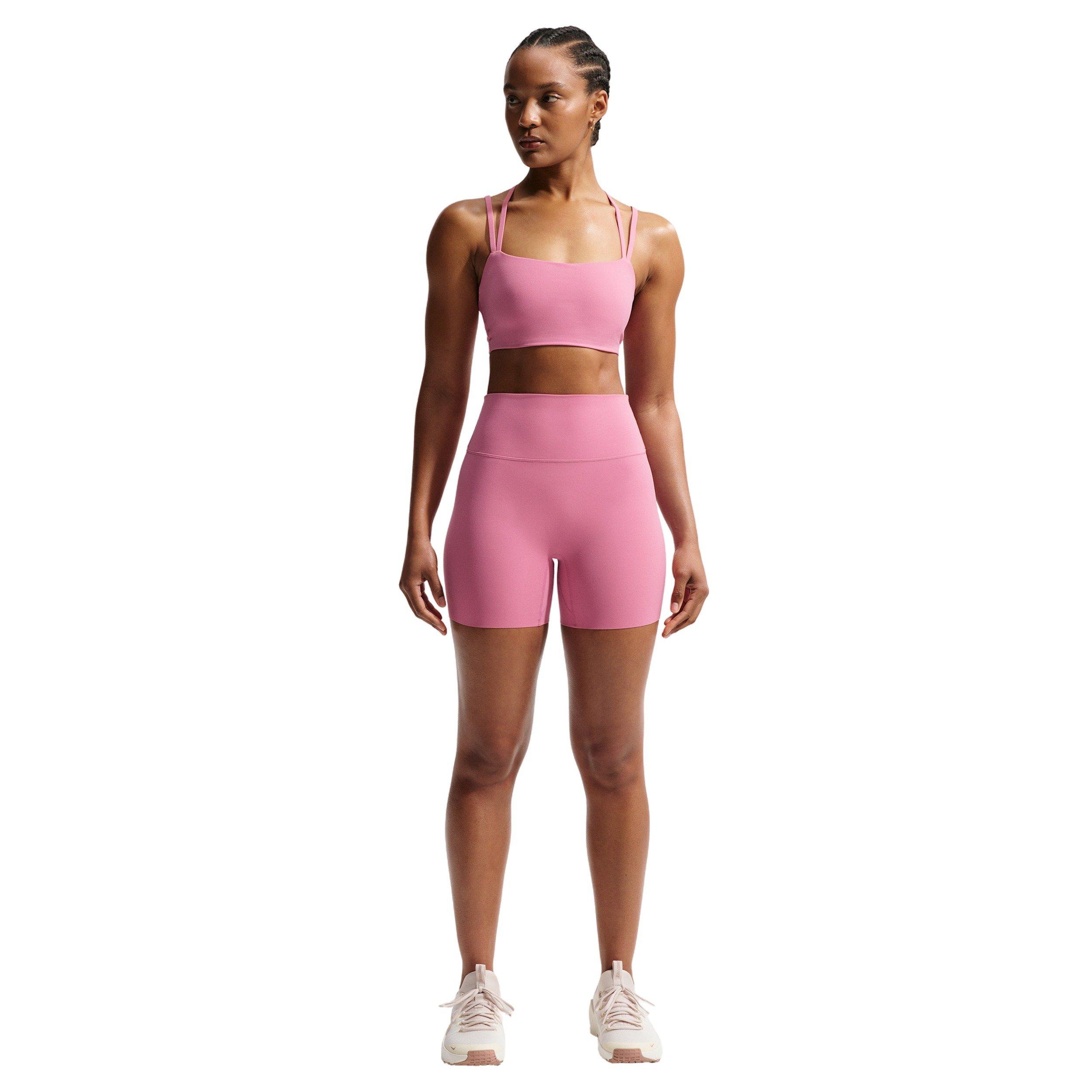 Nike Women's Zenvy High-Waisted 5" Biker Shorts - PINK/WHITE Thumbnail View 1