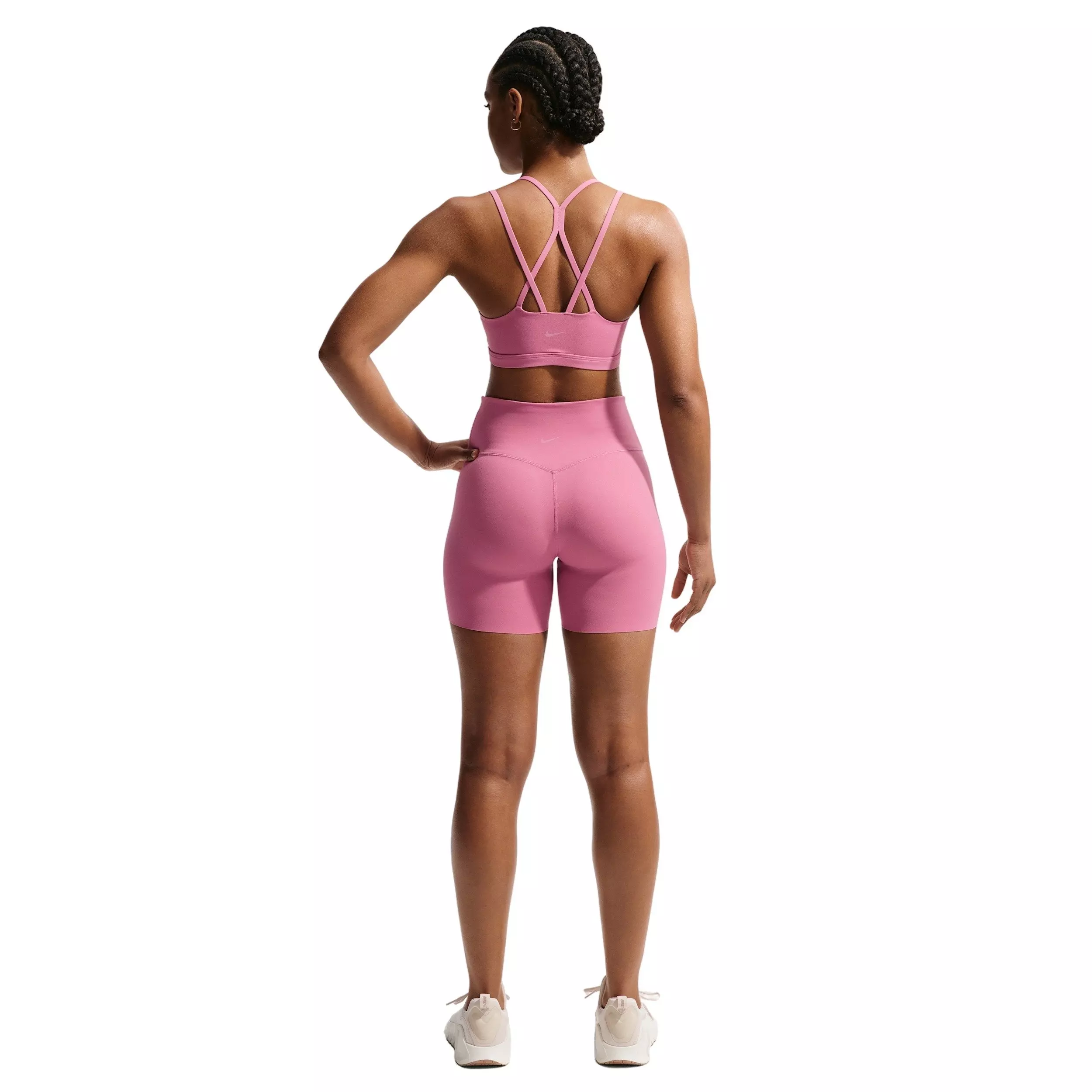Nike Women's Zenvy High-Waisted 5" Biker Shorts - PINK/WHITE