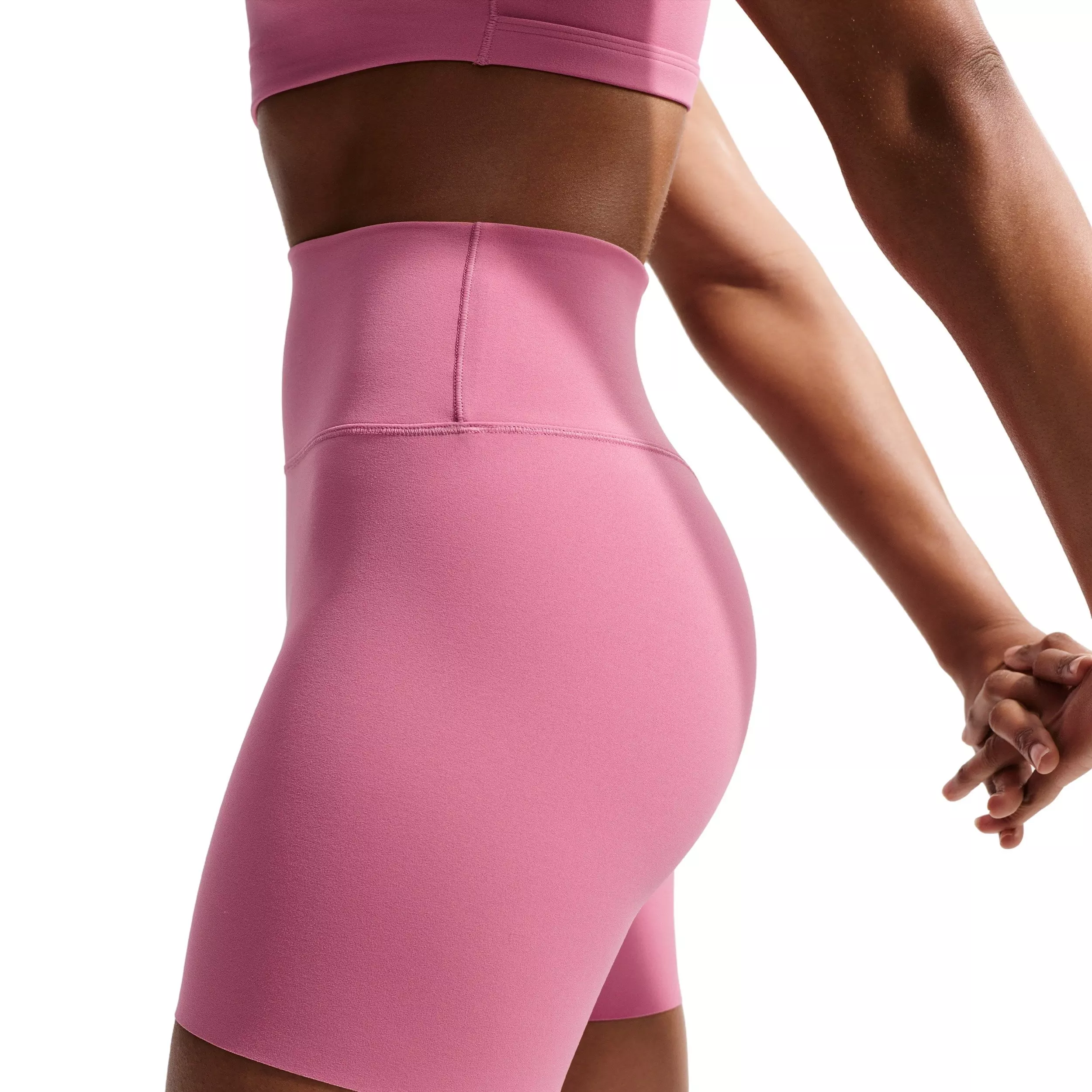 Nike Women's Zenvy High-Waisted 5" Biker Shorts - PINK/WHITE