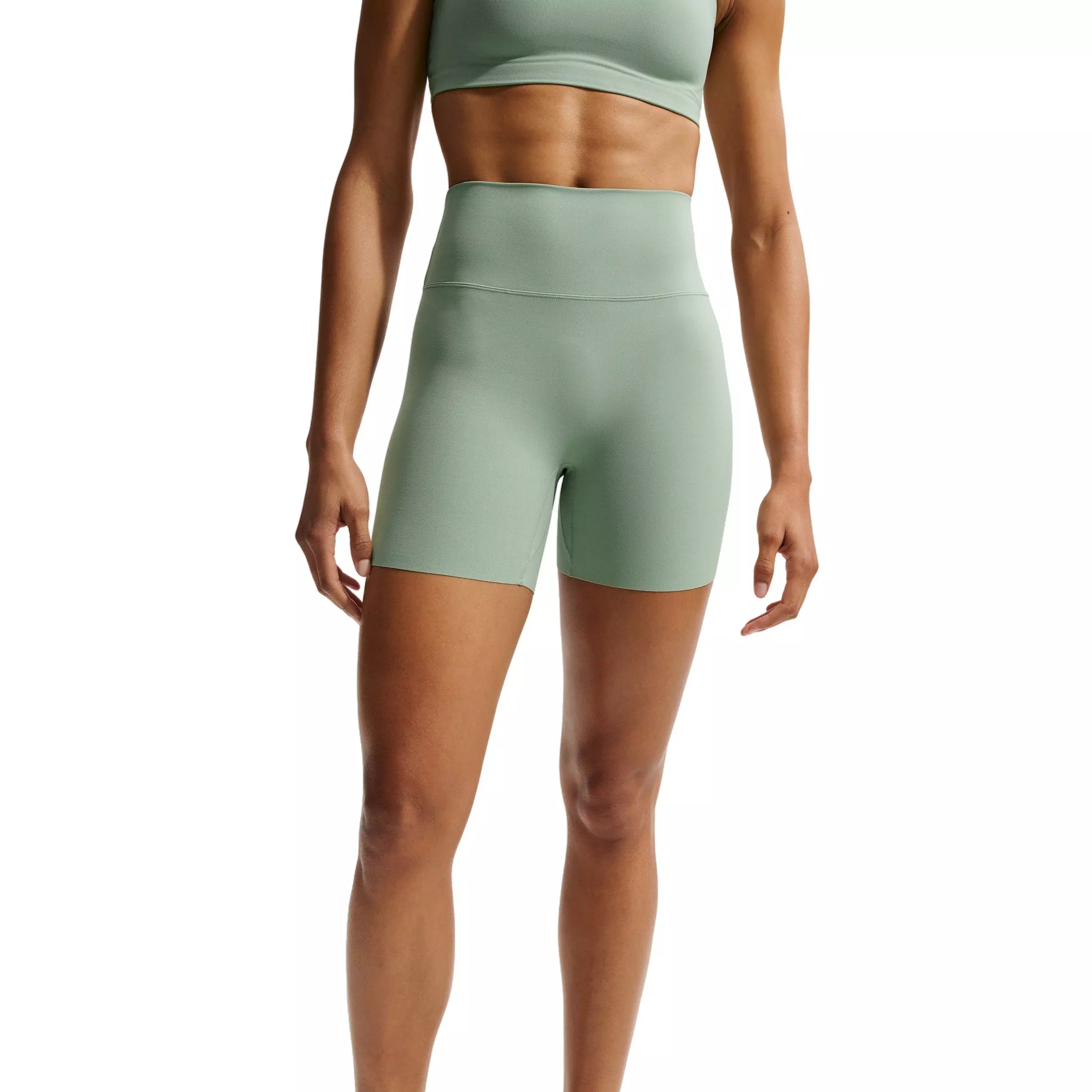 Nike Women's Zenvy High-Waisted 5" Biker Shorts - GREEN/WHITE
