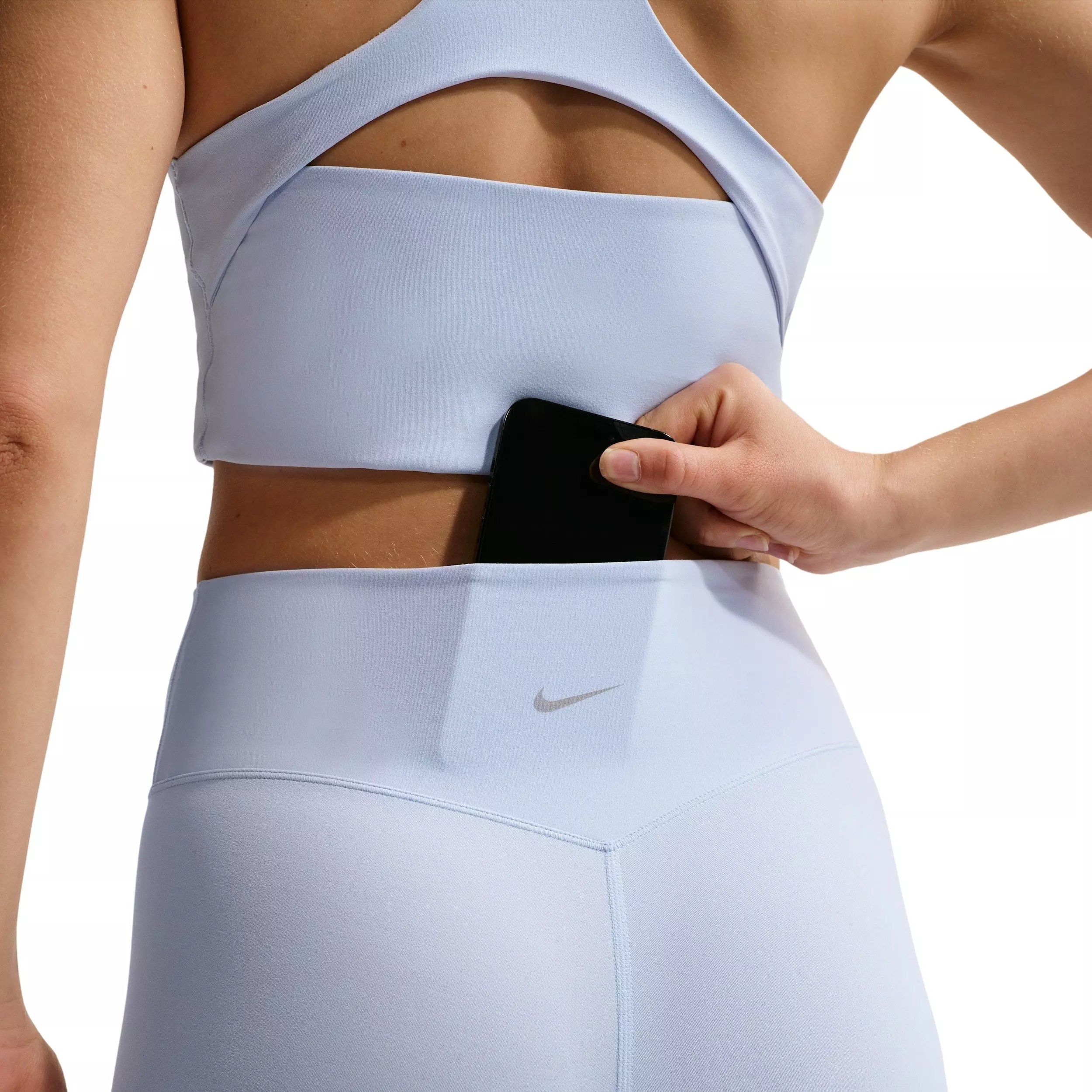 Nike Women's Zenvy High-Waisted 7/8 Leggings with No Front Seam - BLUE/GREY