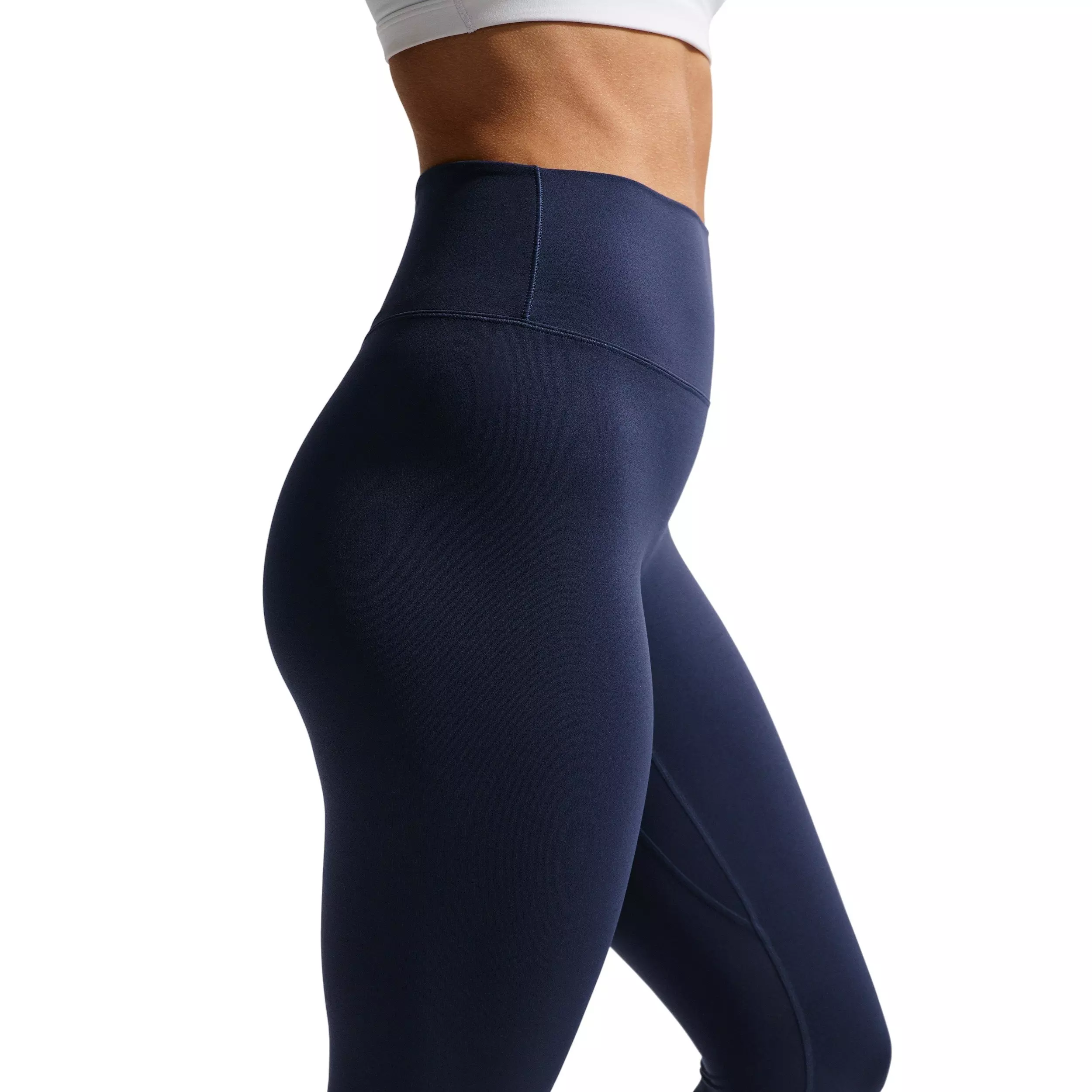 Nike Women's Zenvy High-Waisted 7/8 Leggings with No Front Seam - NAVY/WHITE