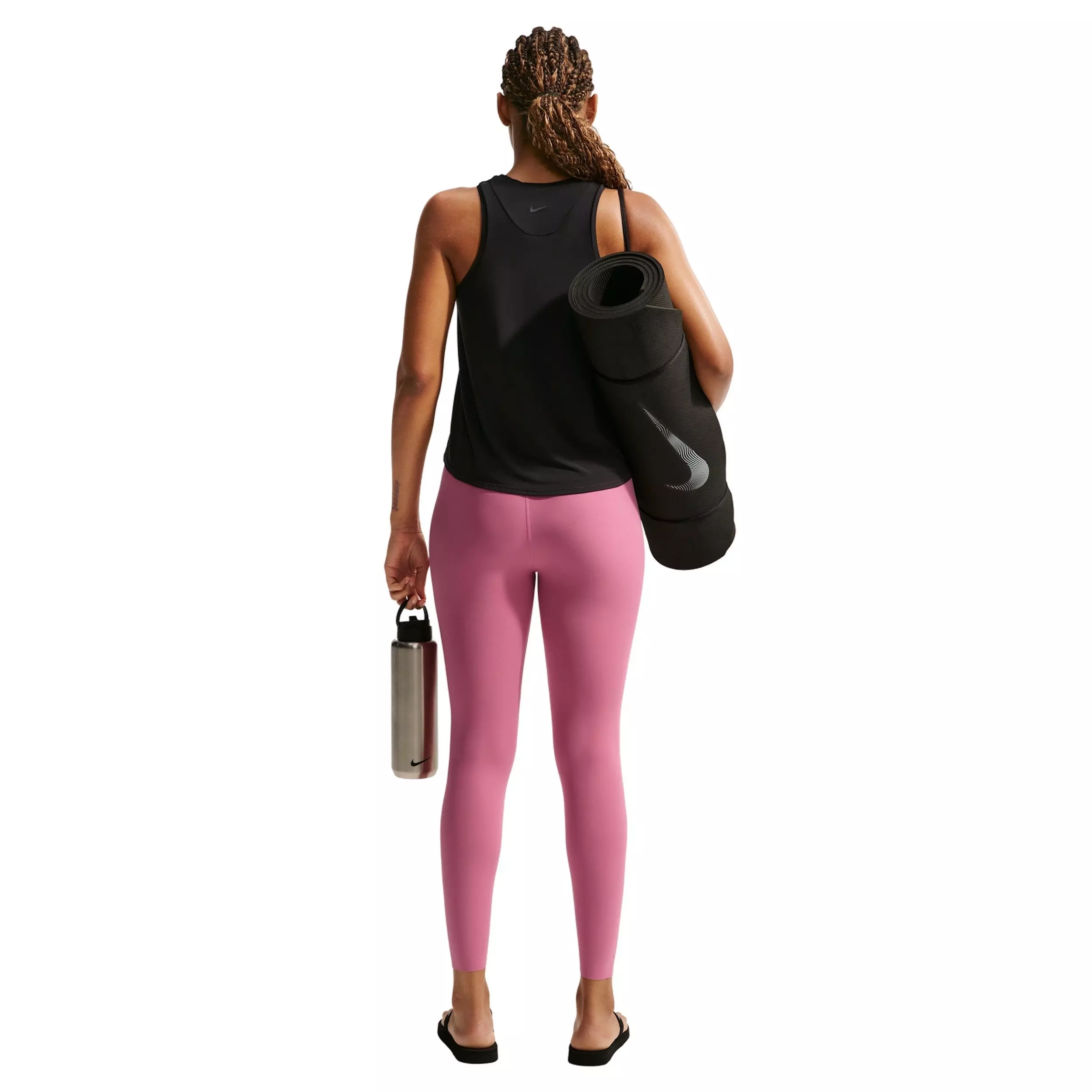 Nike Women's Zenvy High-Waisted 7/8 Leggings with No Front Seam - PINK/WHITE