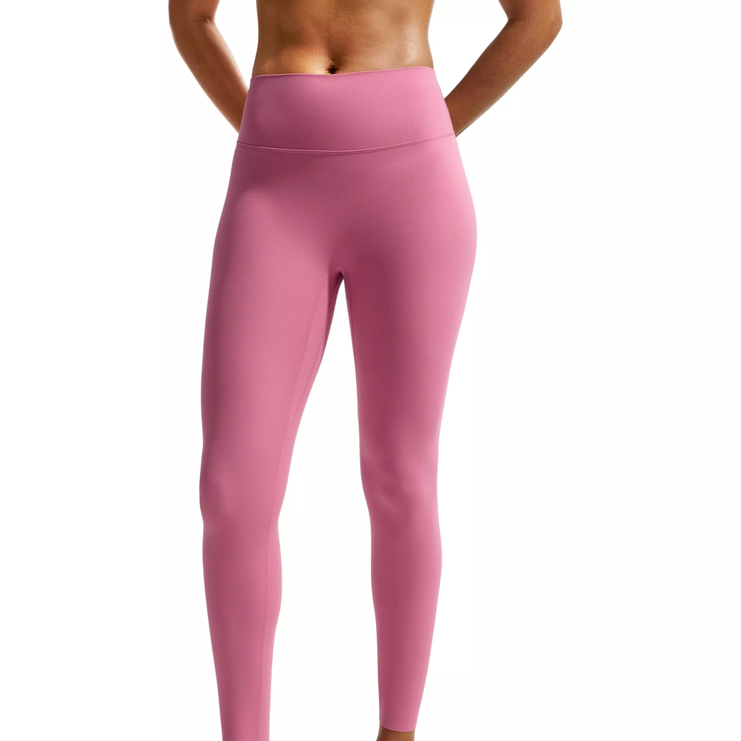 Nike Women's Zenvy High-Waisted 7/8 Leggings with No Front Seam - PINK/WHITE