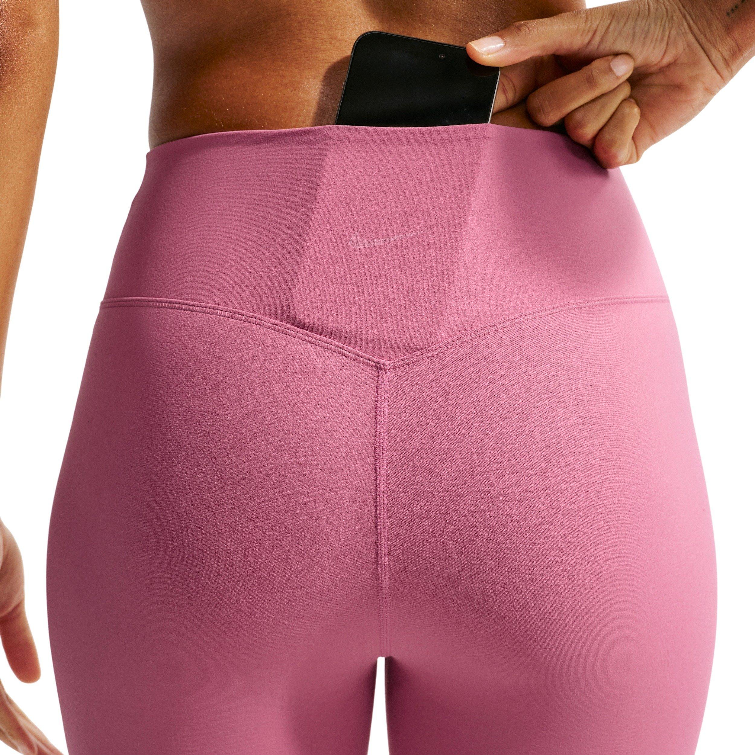 Nike Women's Zenvy High-Waisted 7/8 Leggings with No Front Seam - PINK/WHITE Thumbnail View 6
