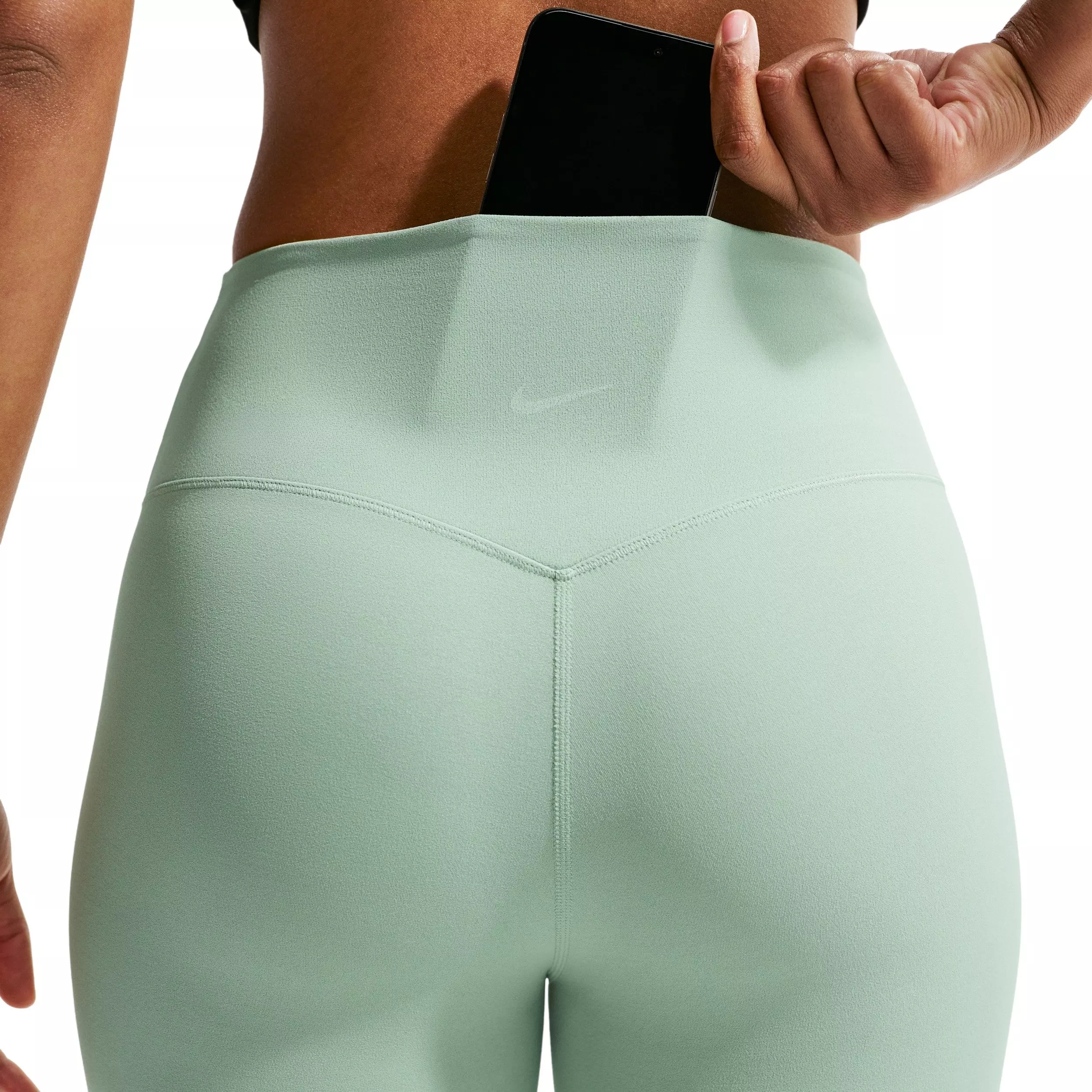 Nike Women's Zenvy High-Waisted 7/8 Leggings with No Front Seam - GREEN/WHITE
