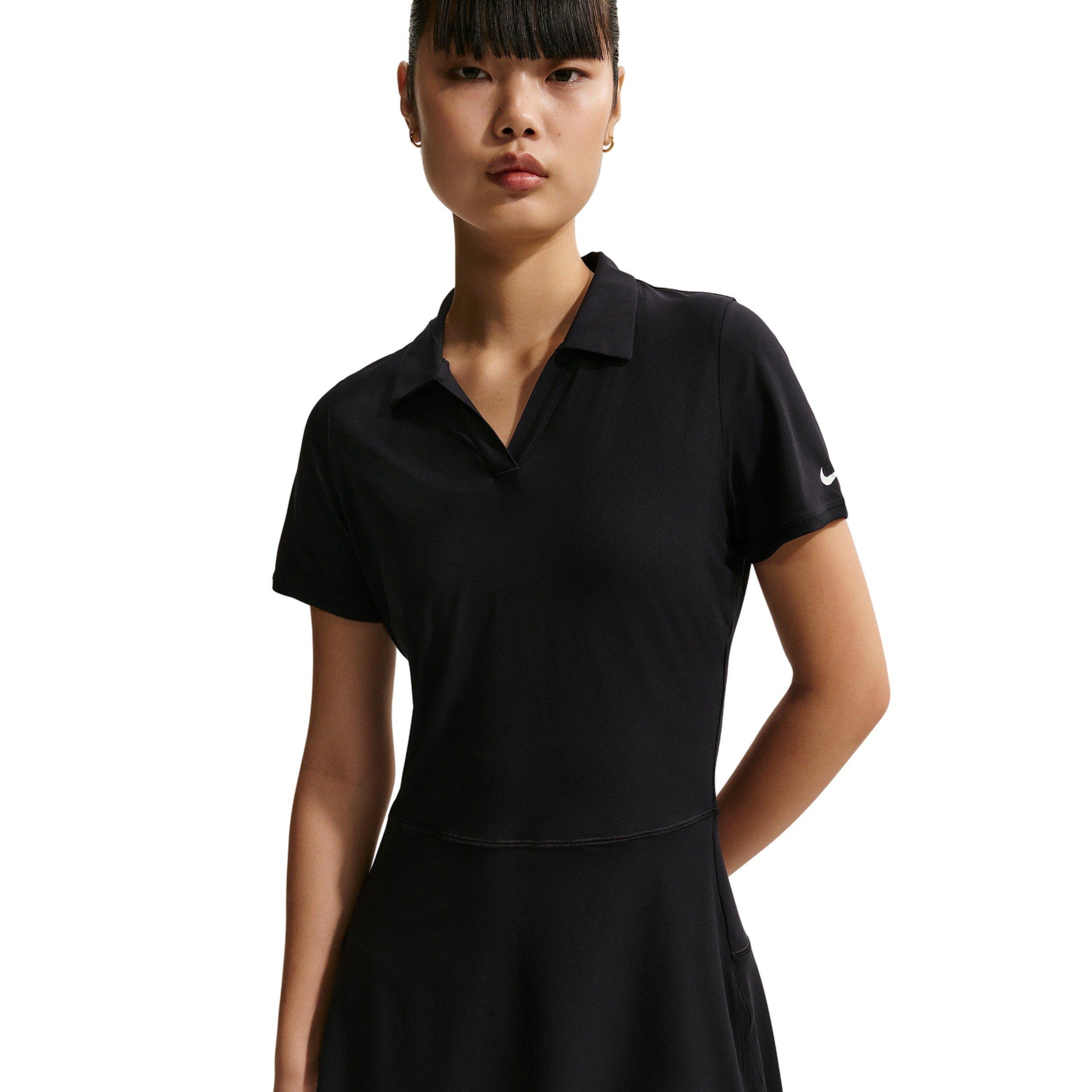Nike Women's Victory Dri-FIT Golf Polo Dress - BLACK/WHITE Thumbnail View 3
