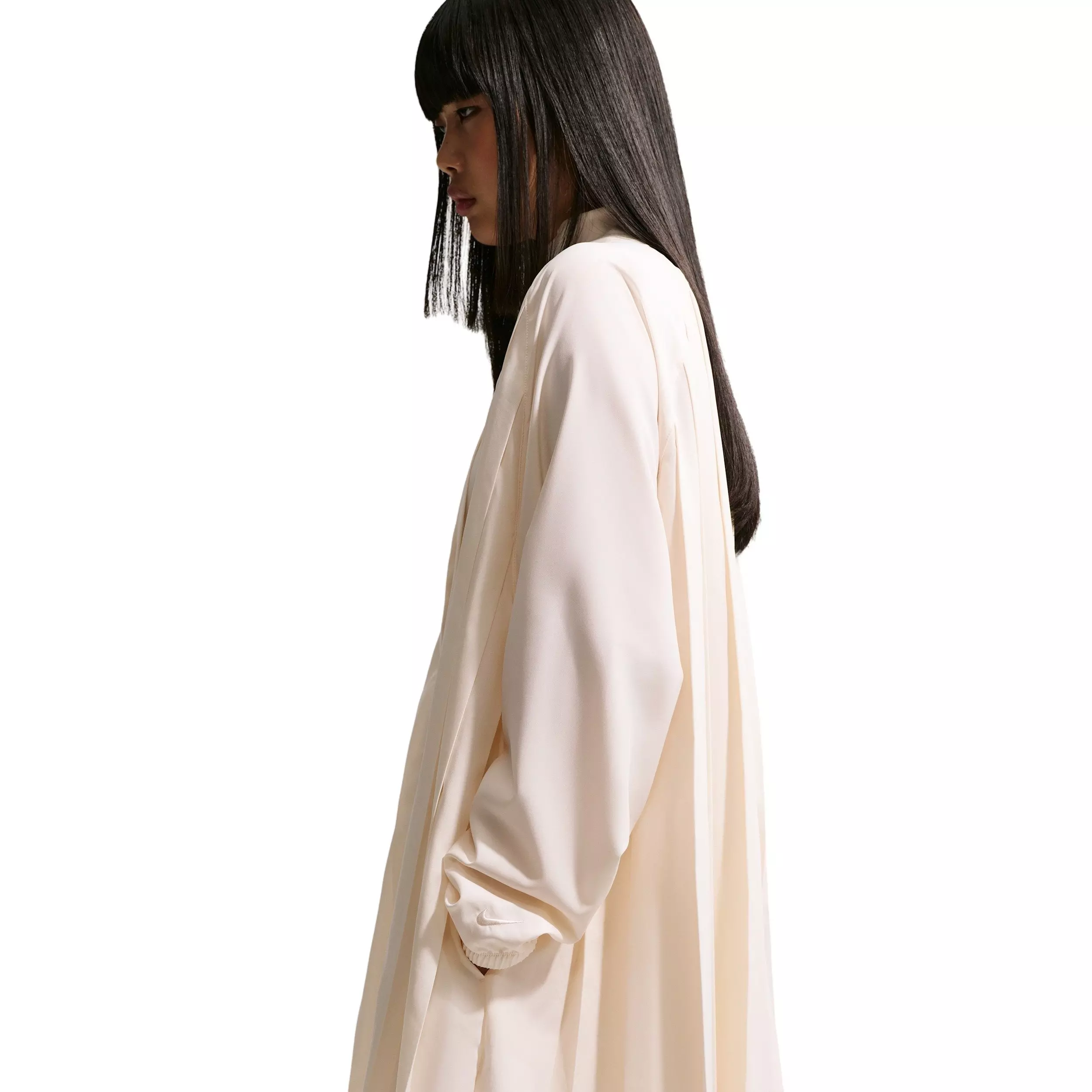 Nike Women's Sportswear Oversized Long Sleeve Pleated Mini Dress - CREAM