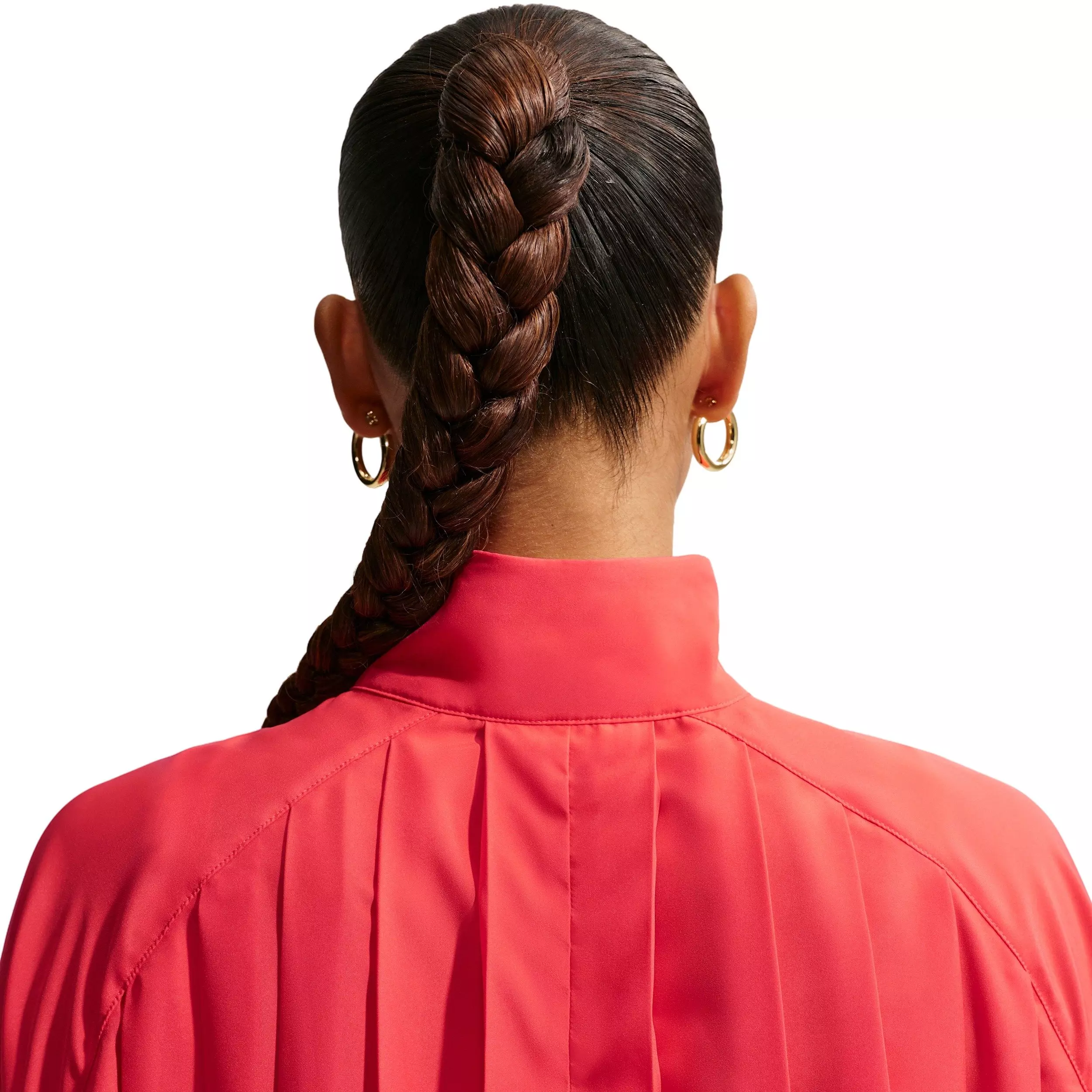 Nike Women's Sportswear Oversized Long Sleeve Pleated Mini Dress - CRIMSON