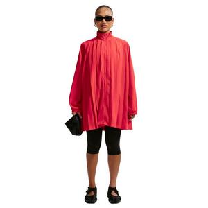 Nike Women's Sportswear Oversized Long Sleeve Pleated Mini Dress - CRIMSON