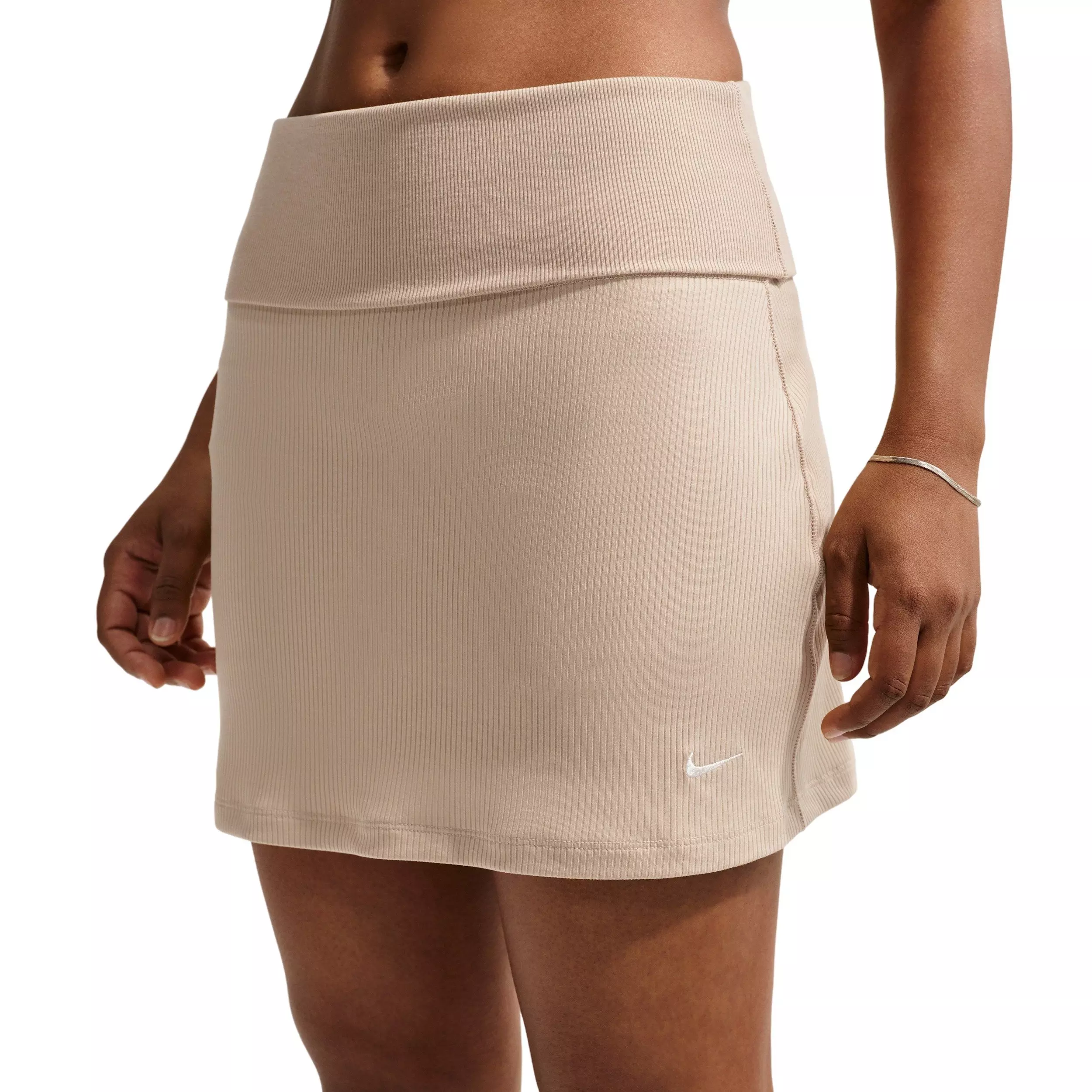 Nike Women's Sportswear Chill Knit Mid-Rise Tight Ribbed Skort - CREAM