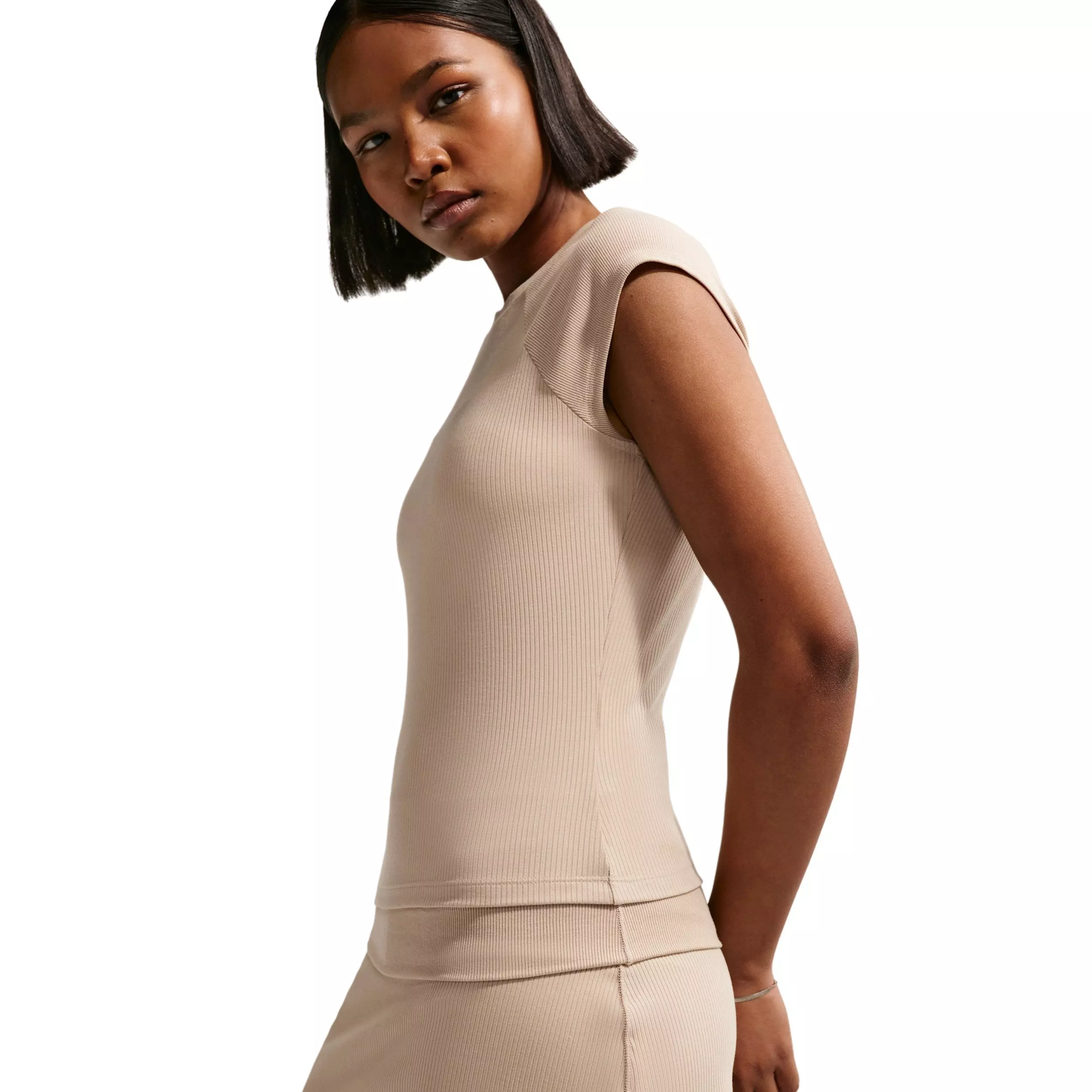 Nike Women's Sportswear Chill Knit Mid-Rise Tight Ribbed Skort - CREAM