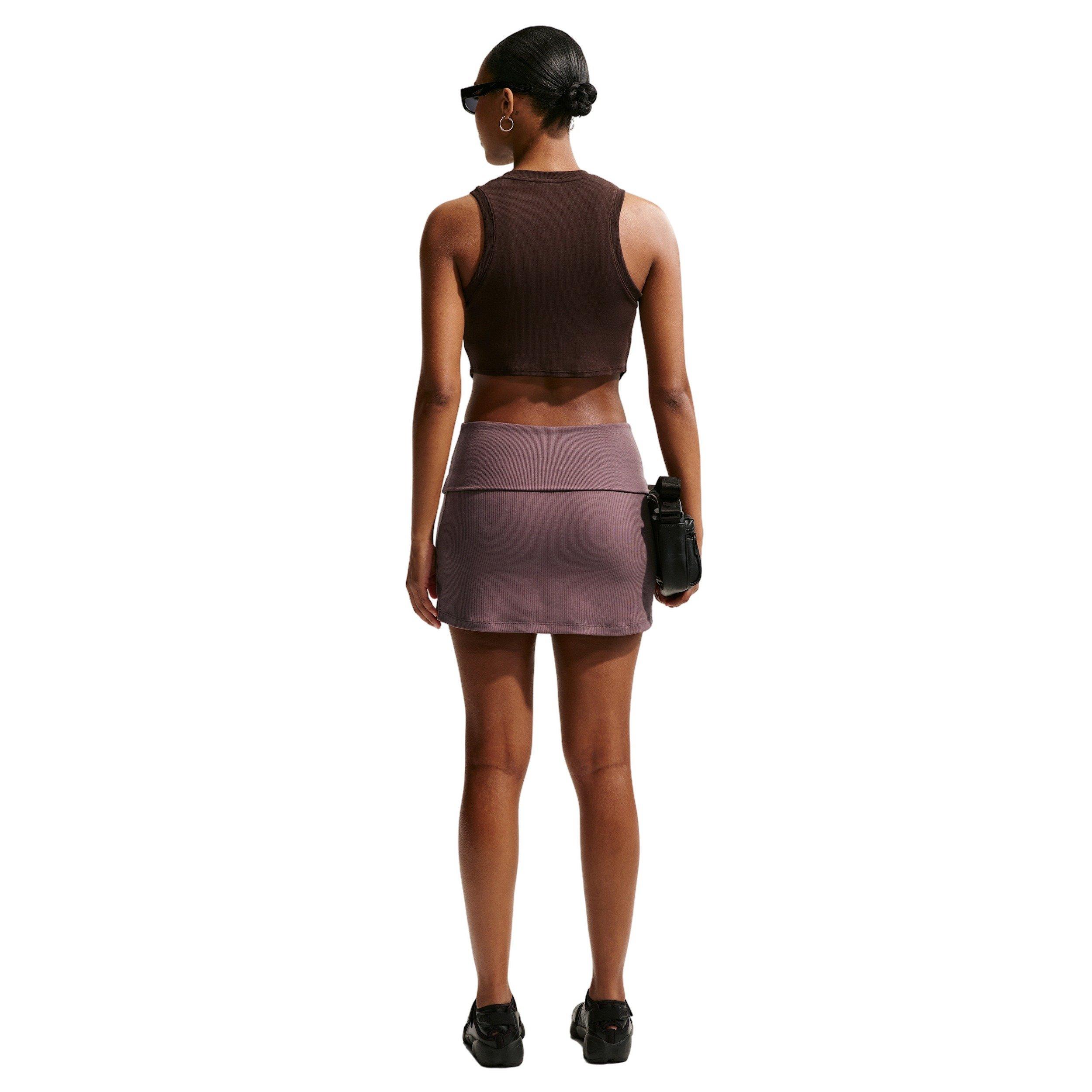 Nike Women's Sportswear Chill Knit Mid-Rise Tight Ribbed Skort - PURPLE Thumbnail View 2