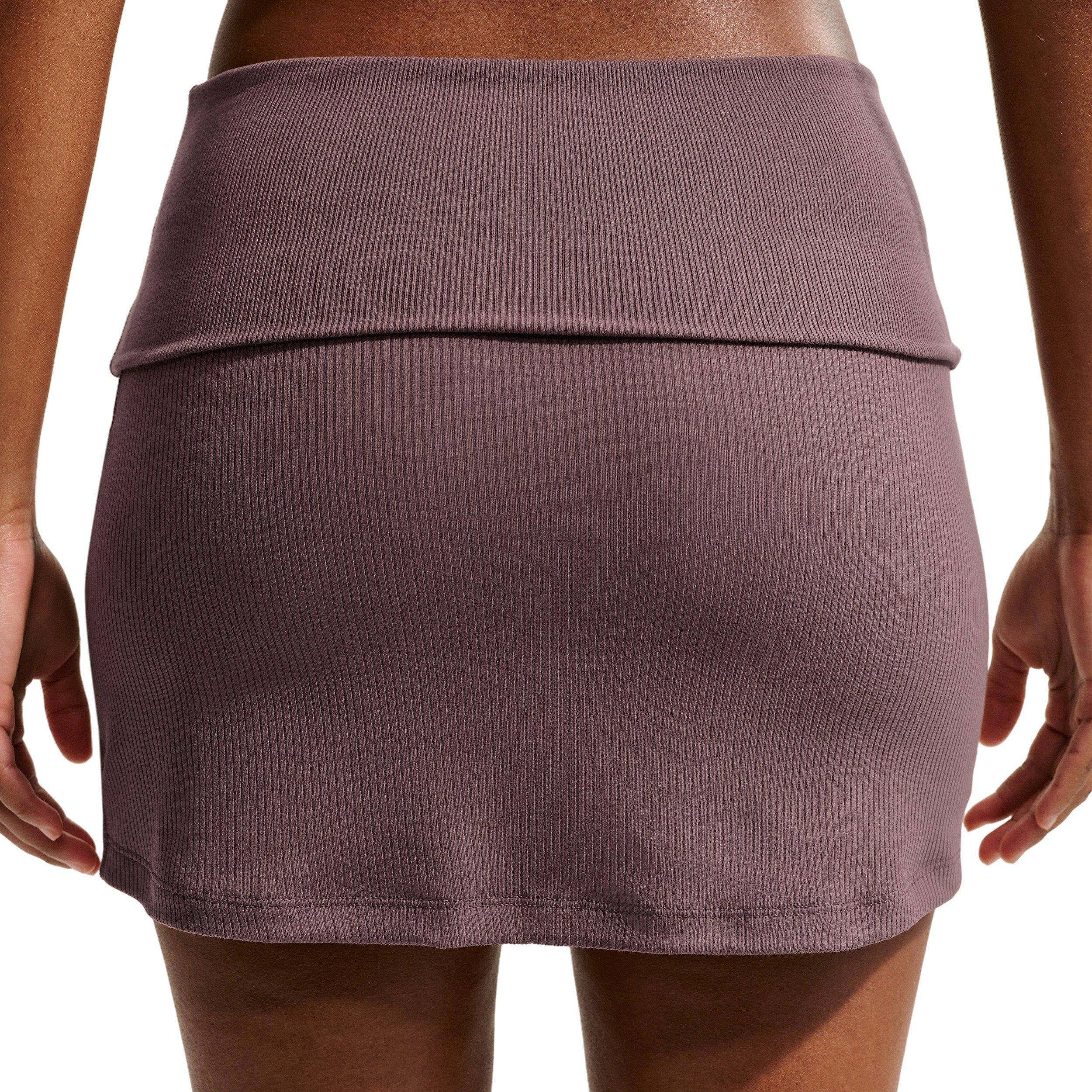 Nike Women's Sportswear Chill Knit Mid-Rise Tight Ribbed Skort - PURPLE Thumbnail View 4