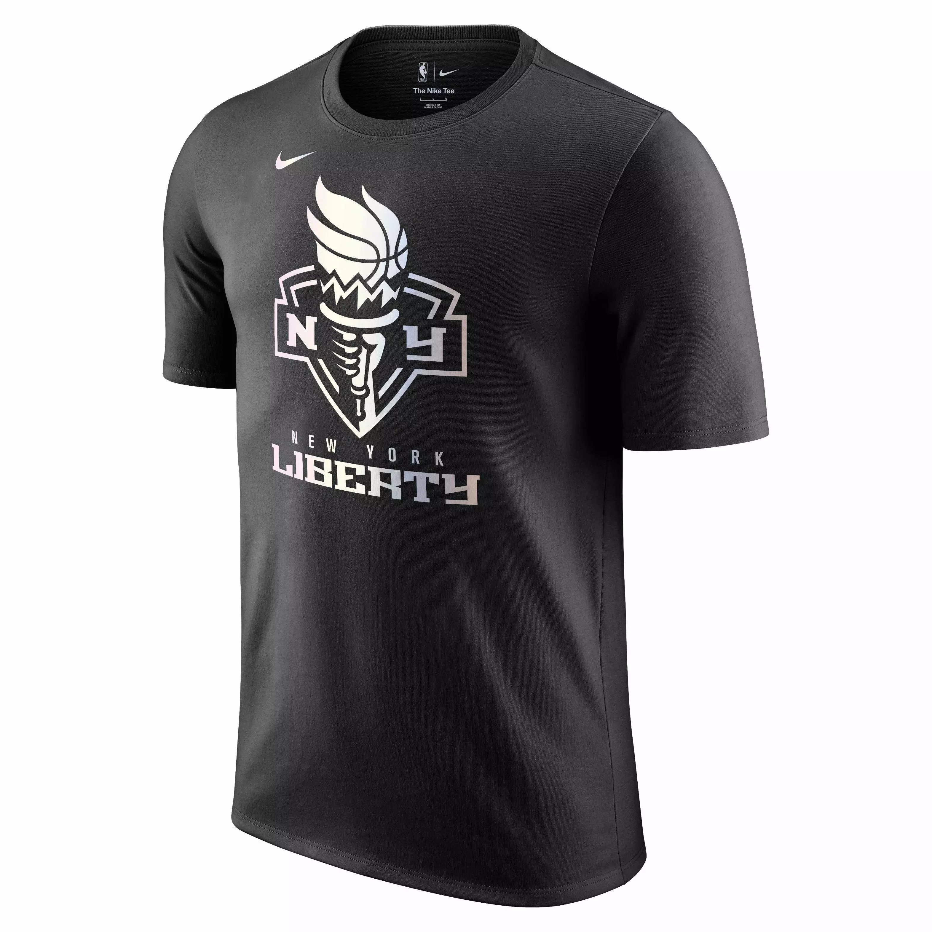 Nike Men's New York Liberty WNBA Iridescent Logo T-Shirt - Black - BLACK