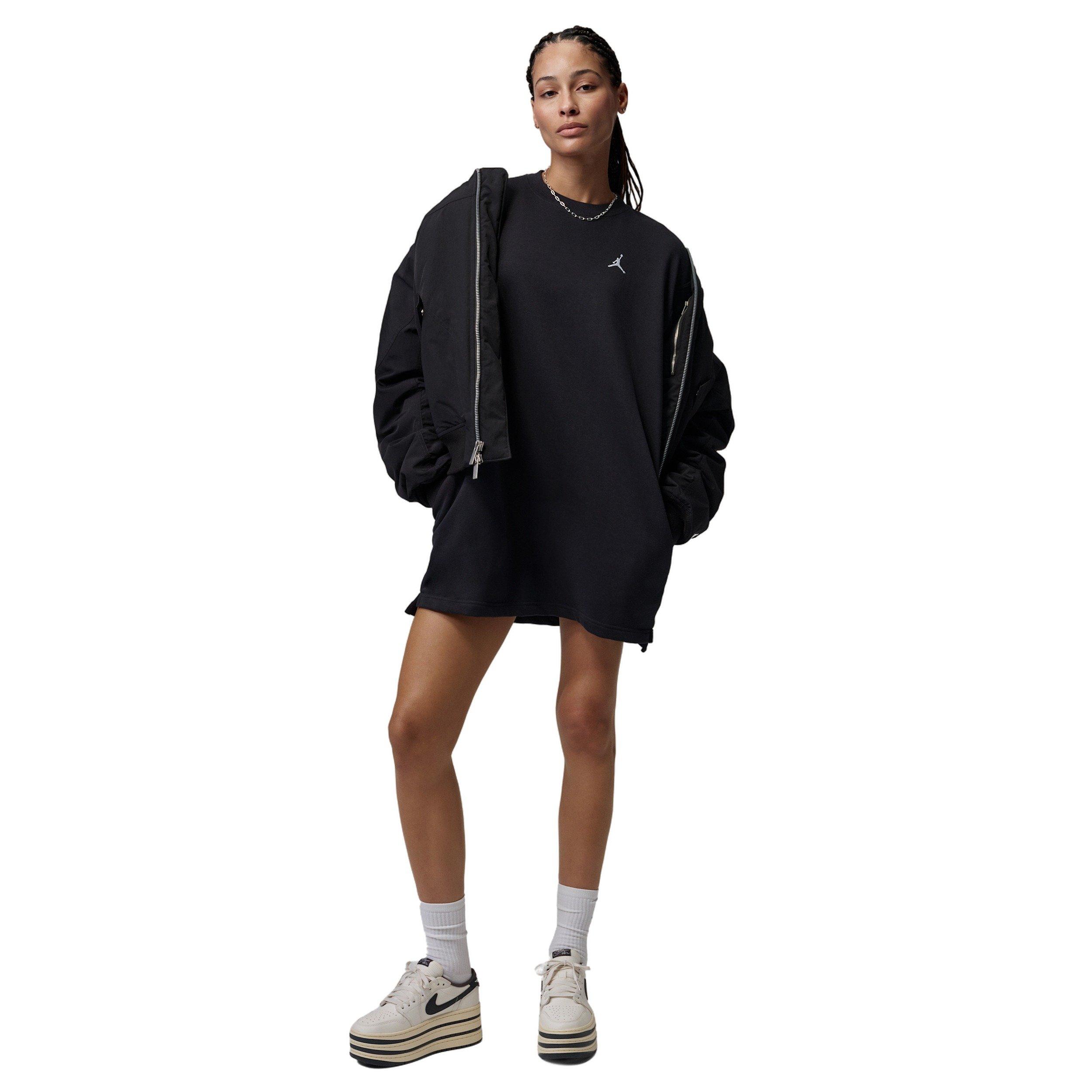 Jordan Women's Brooklyn Fleece T-Shirt Dress - BLACK/WHITE Thumbnail View 6