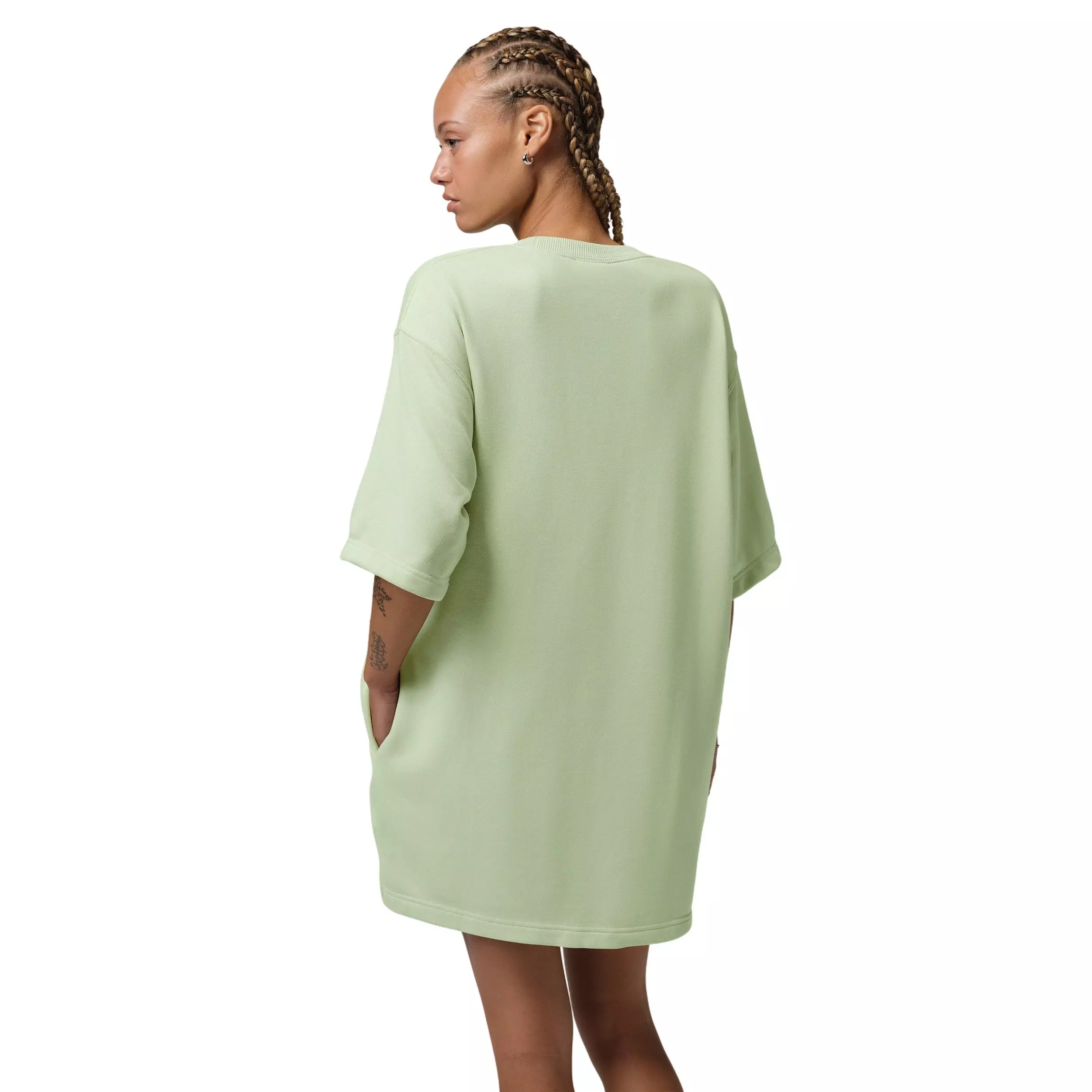 Jordan Women's Brooklyn Fleece T-Shirt Dress - OLIVE/WHITE