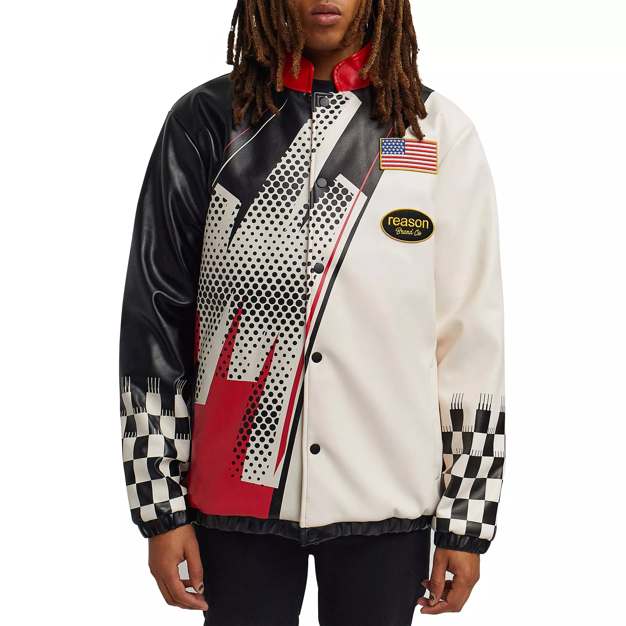Reason Men's Pit Crew Racing Jacket - Black/Red - BLACK/RED