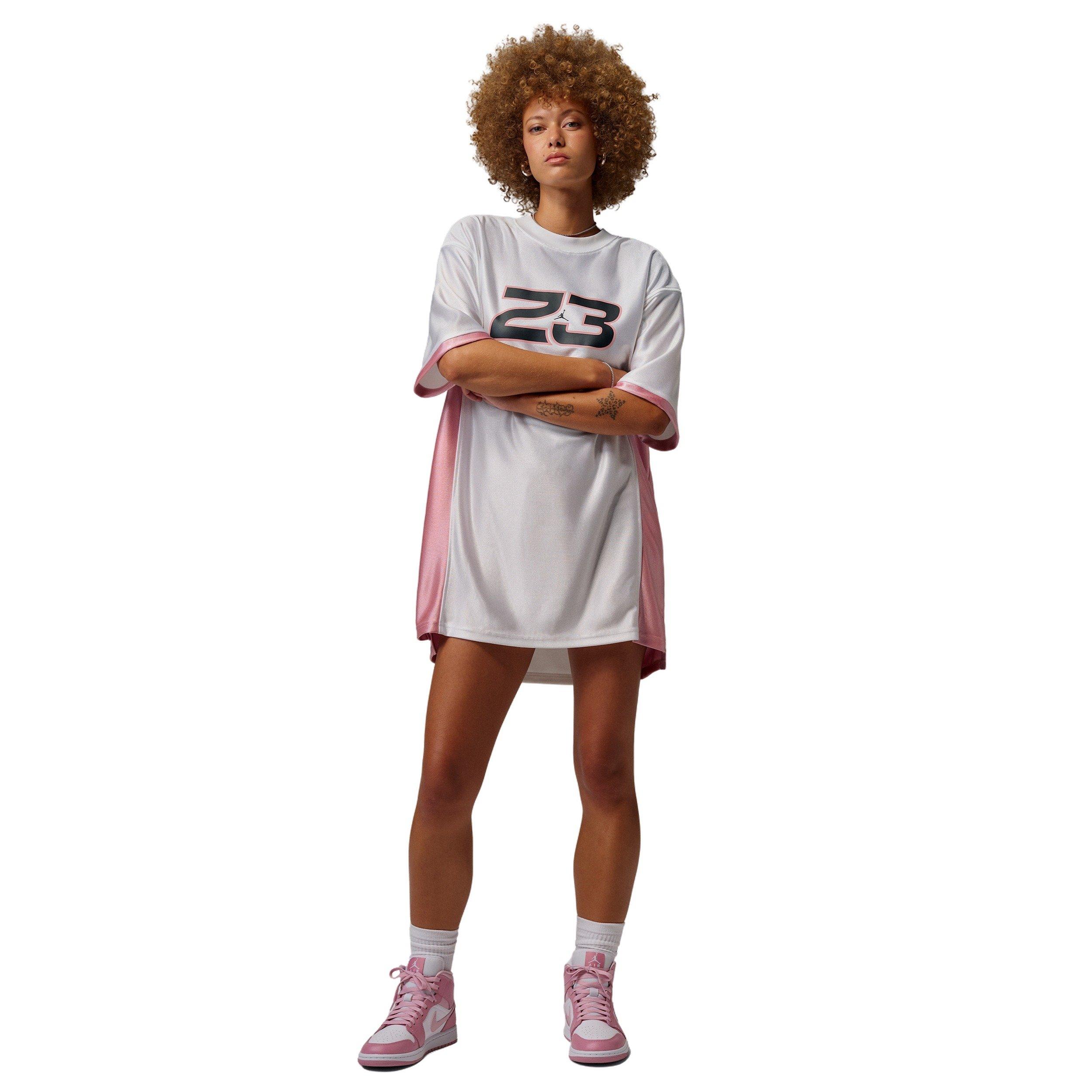 Jordan Women's Brooklyn Jersey Dress - WHITE/PINK/BLACK Thumbnail View 7