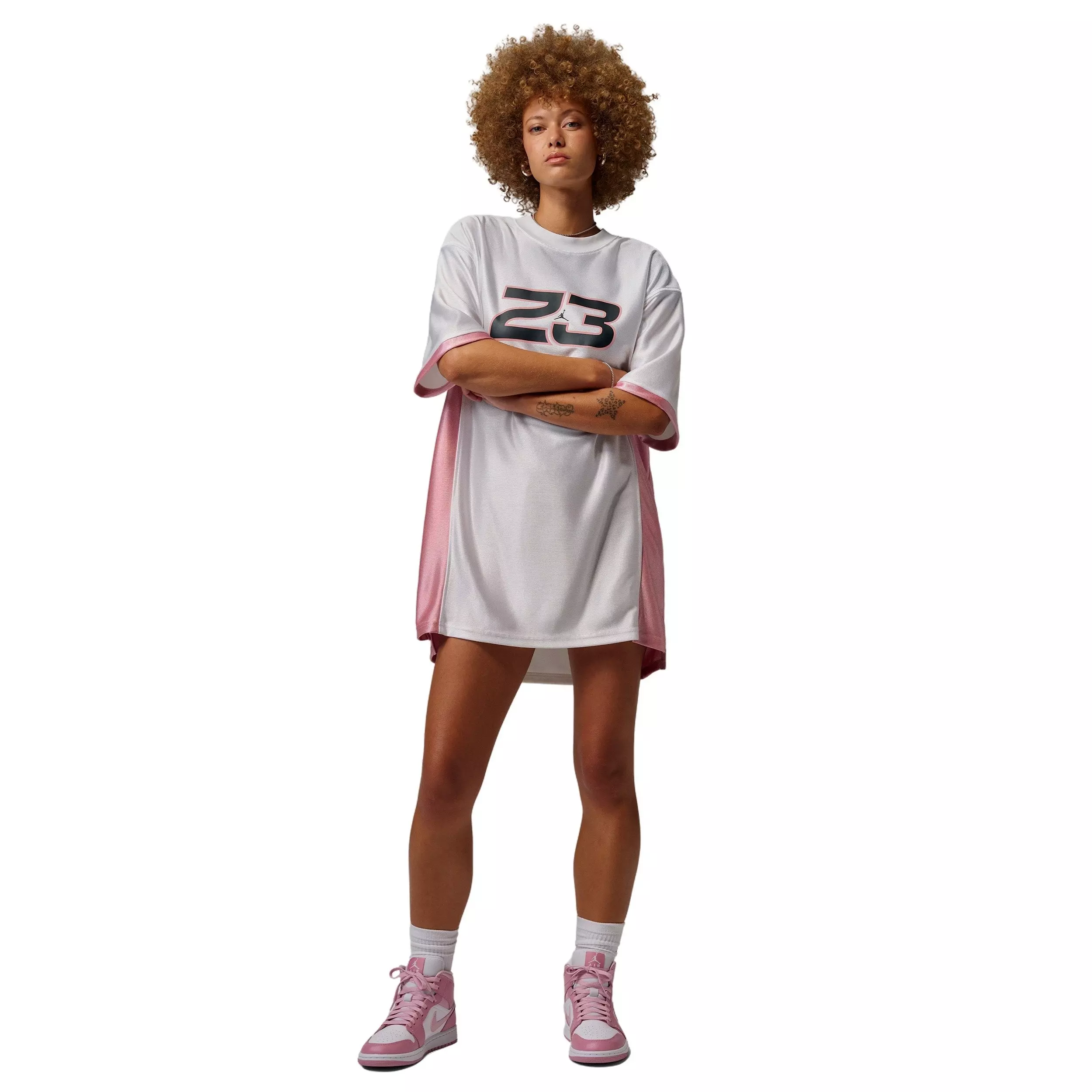 Jordan Women's Brooklyn Jersey Dress - WHITE/PINK/BLACK