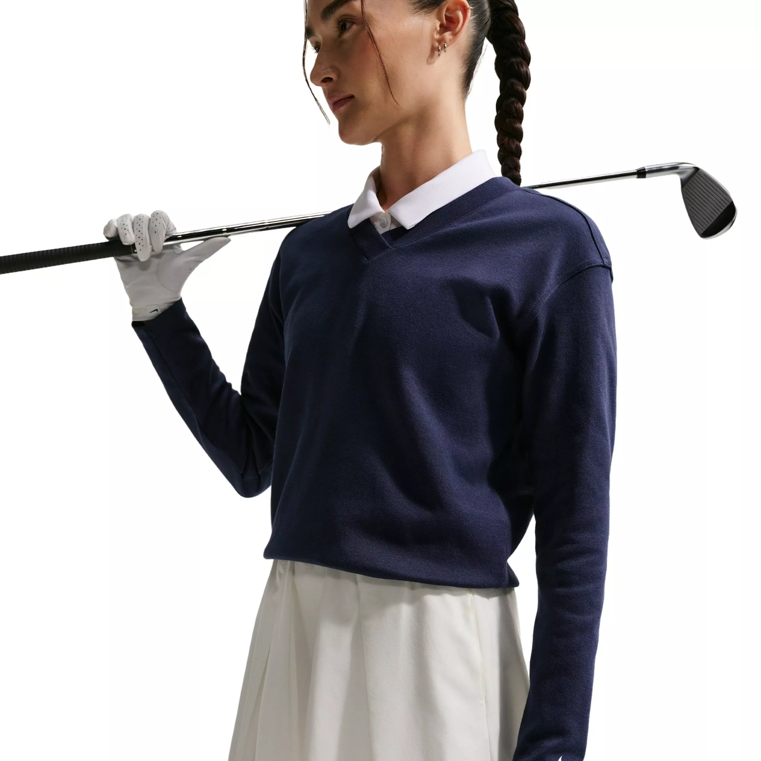 Nike Women's Golf Club Dri-FIT Flouncy Golf Skirt - OFF-WHITE/BLACK
