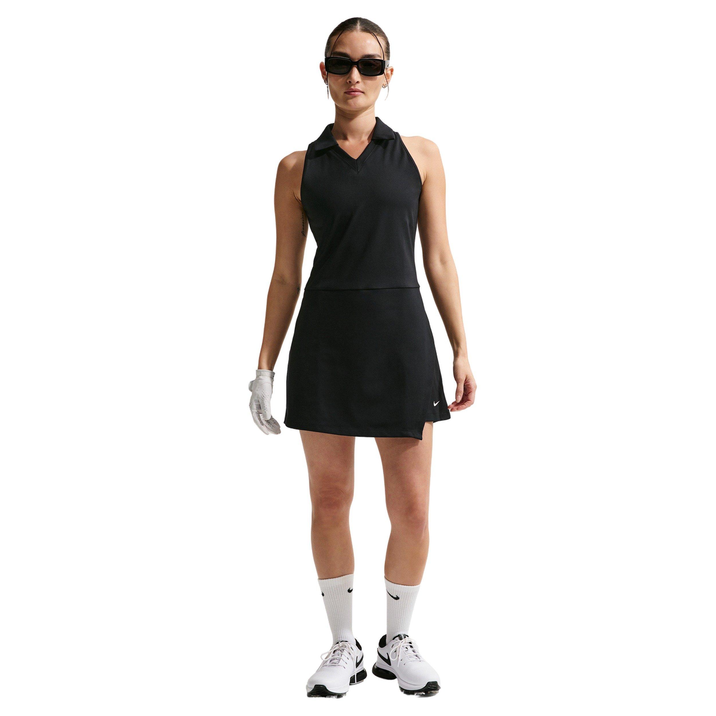 Nike Women's Golf Club Unlined Dri-FIT Golf Dress - BLACK/OFF-WHITE Thumbnail View 1