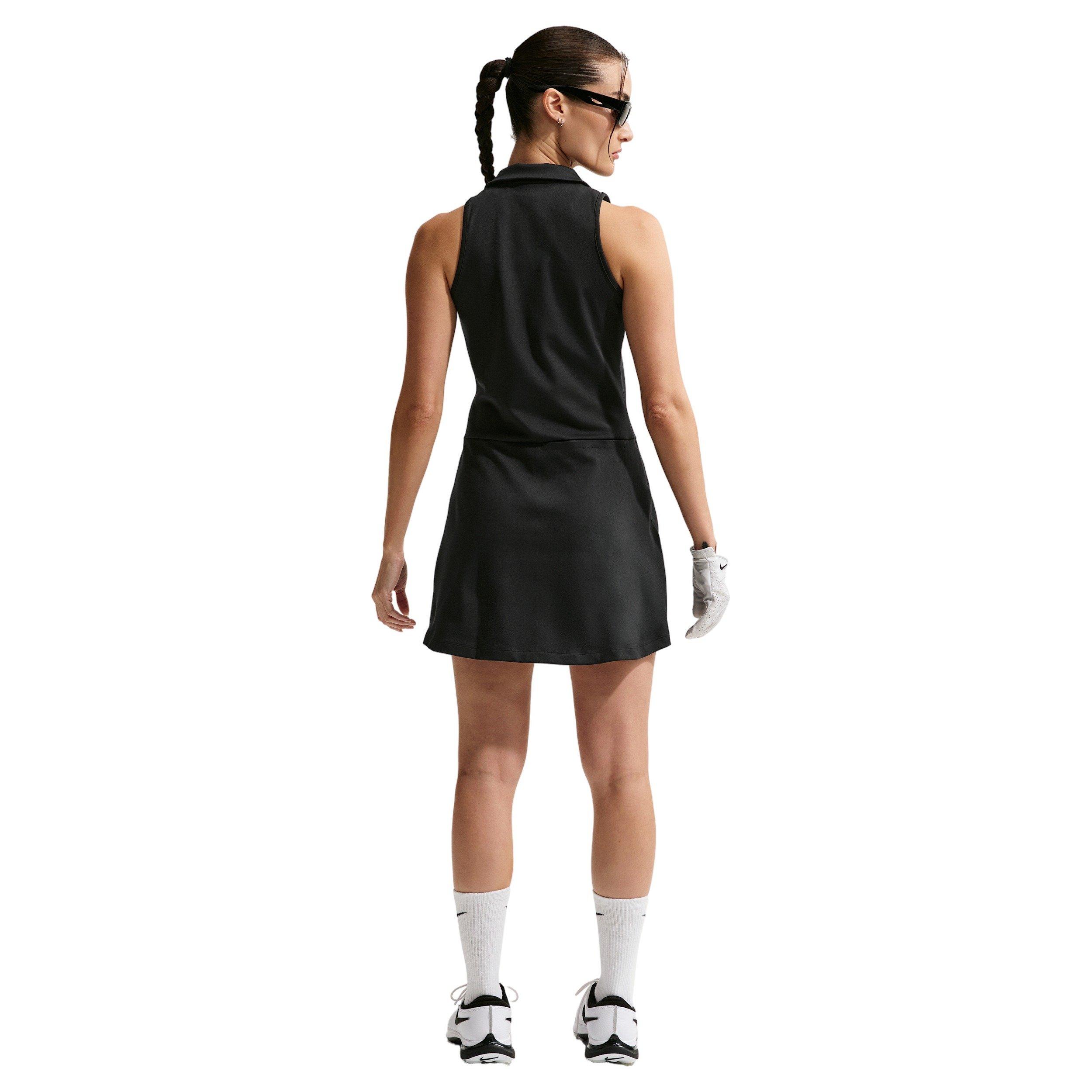 Nike Women's Golf Club Unlined Dri-FIT Golf Dress - BLACK/OFF-WHITE Thumbnail View 2