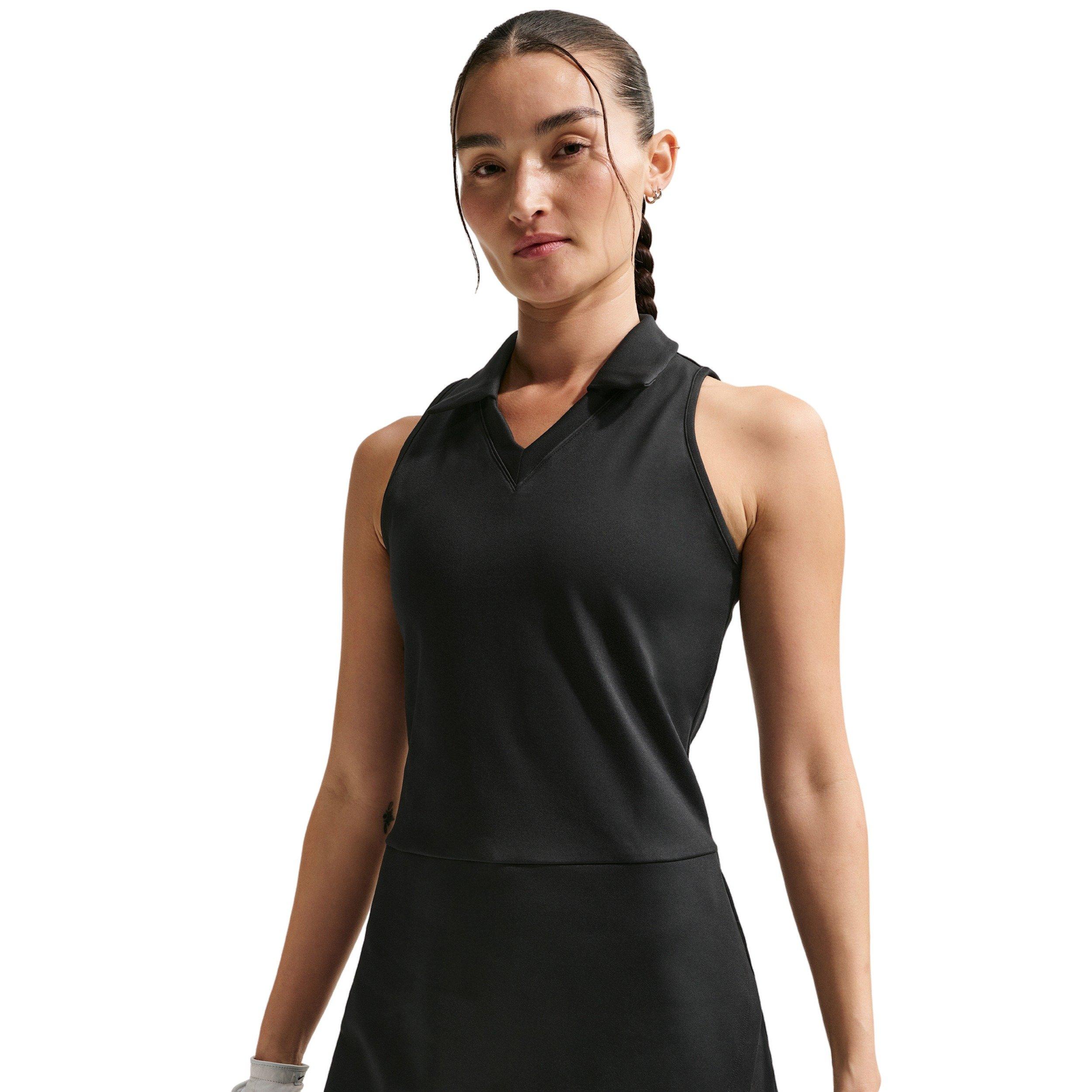 Nike Women's Golf Club Unlined Dri-FIT Golf Dress - BLACK/OFF-WHITE Thumbnail View 3