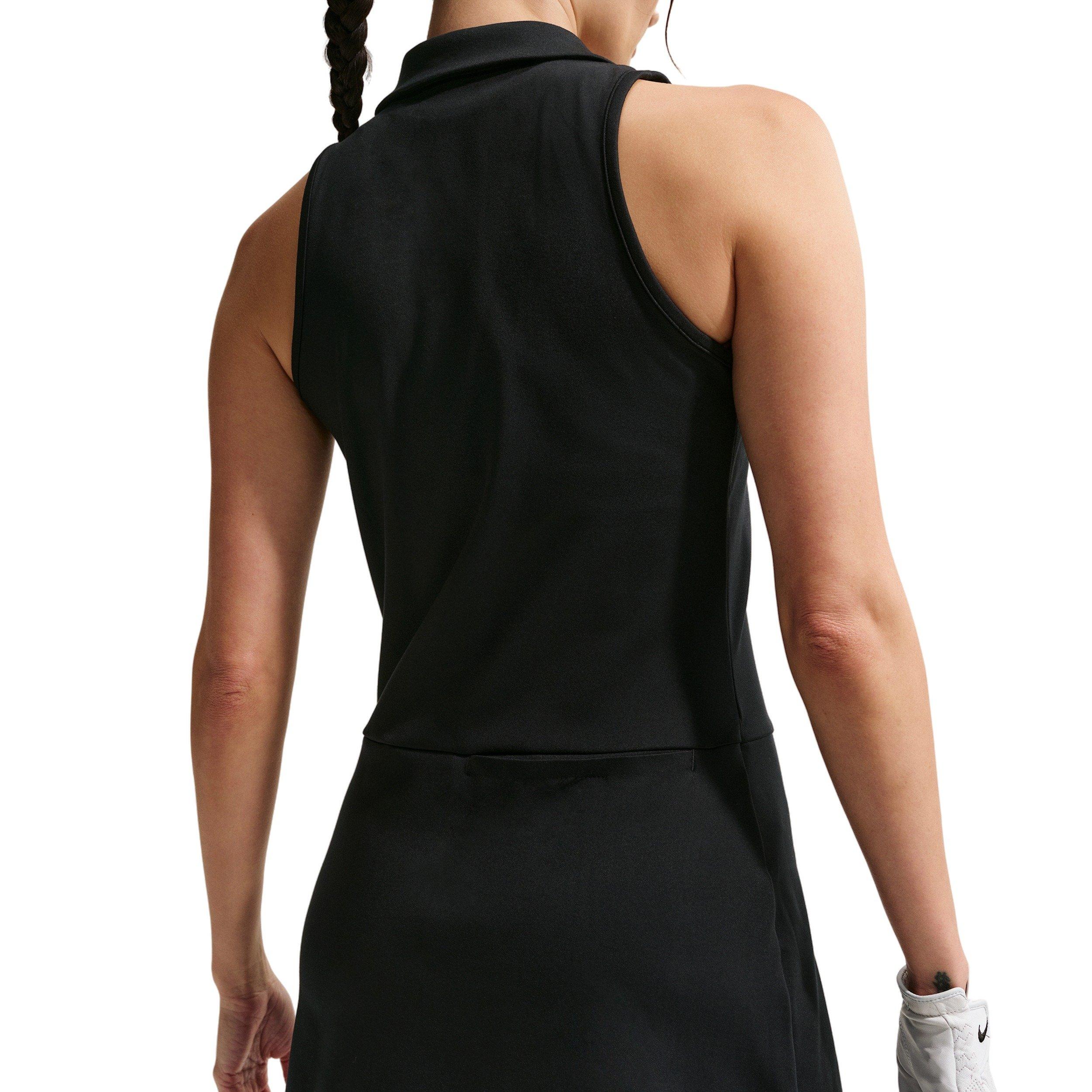 Nike Women's Golf Club Unlined Dri-FIT Golf Dress - BLACK/OFF-WHITE Thumbnail View 4