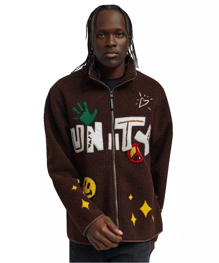 Reason Men's Unity Sherpa Zip Up Jacket - Brown - BROWN