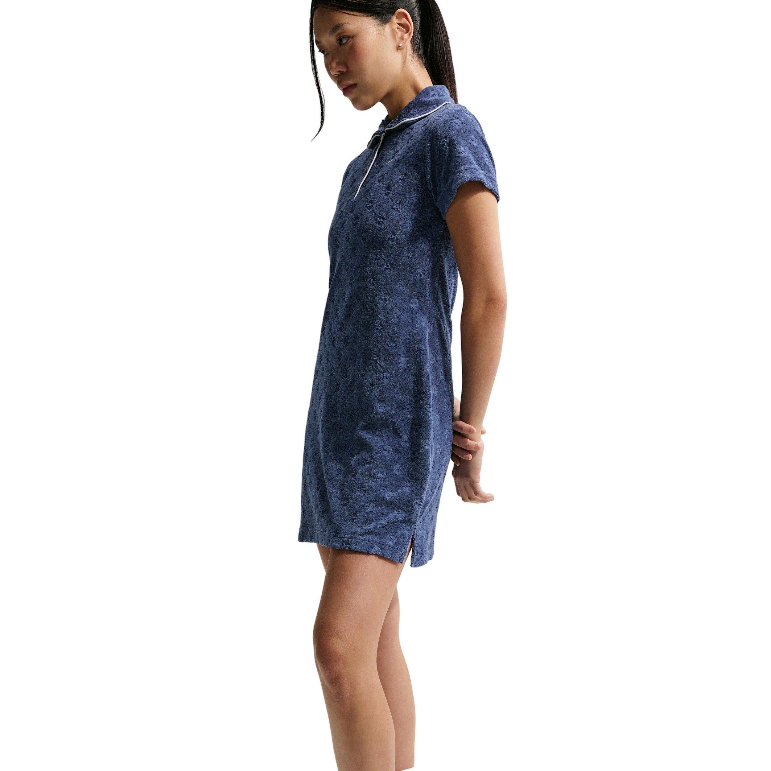 Nike Women's Sportswear Chill Terry Dress - NAVY/WHITE Thumbnail View 5