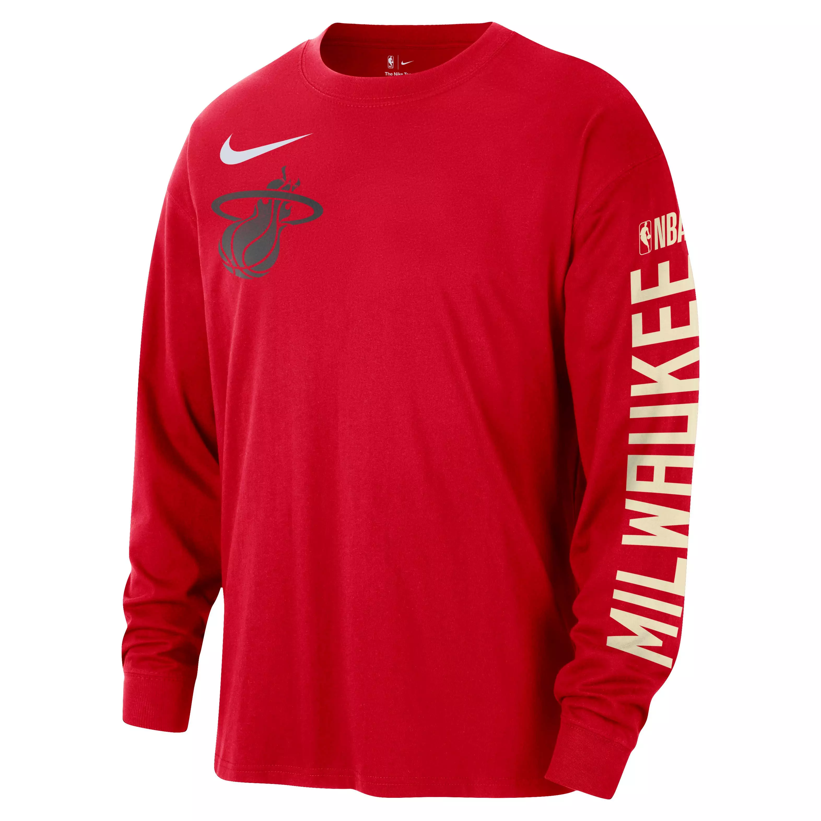 Nike Men's Miami Heat Courtside City Edition NBA Max90 Long Sleeve T-Shirt - Red - RED