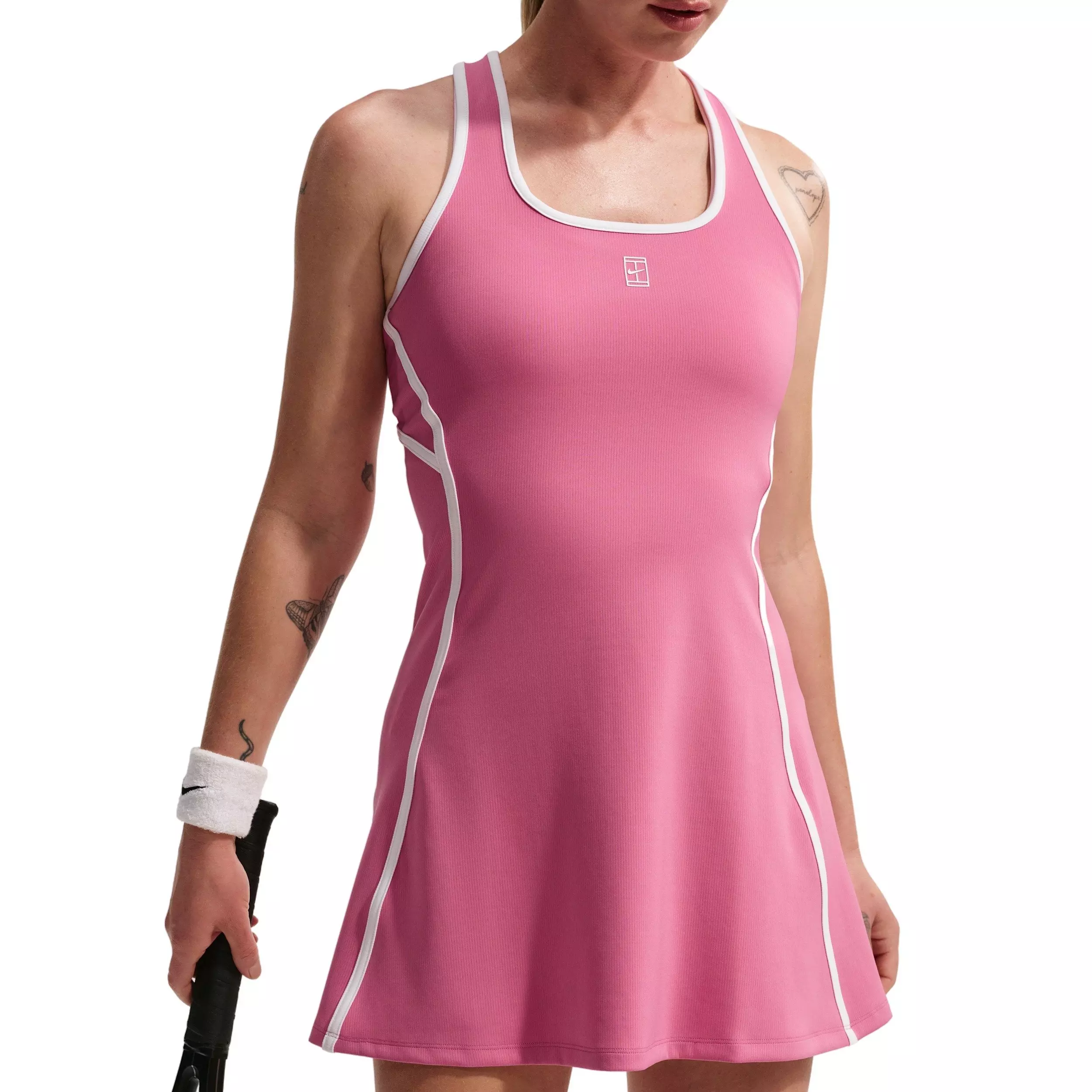 Nike Women's NikeCourt Advantage Dri-FIT Tennis Dress - Pink/White - PINK/WHITE