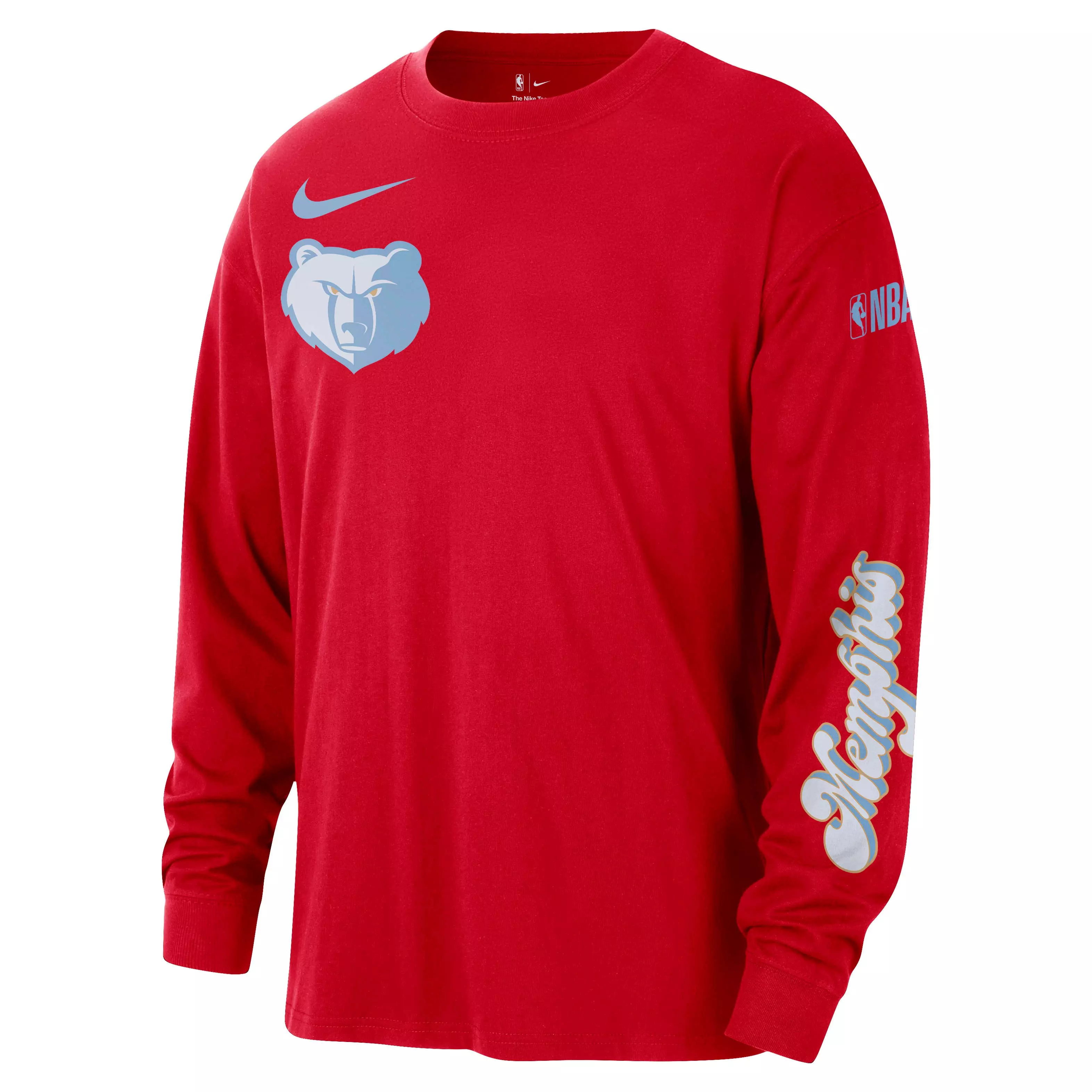 Nike Men's Memphis Grizzlies Courtside City Edition NBA Max90 Long Sleeve T-Shirt - Red - RED