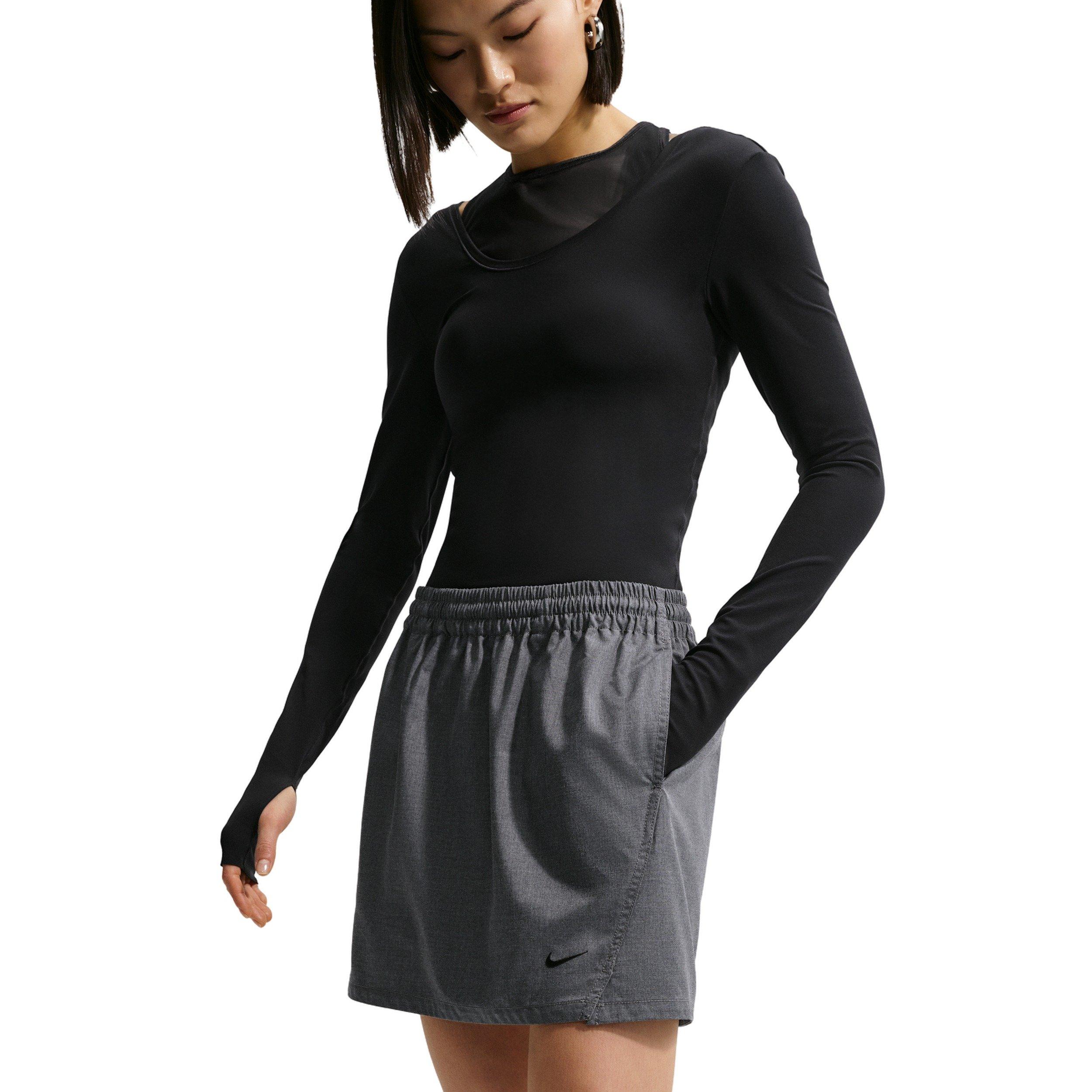 Nike Women's Sportswear Loose Woven Skirt - BLACK/GREY Thumbnail View 3