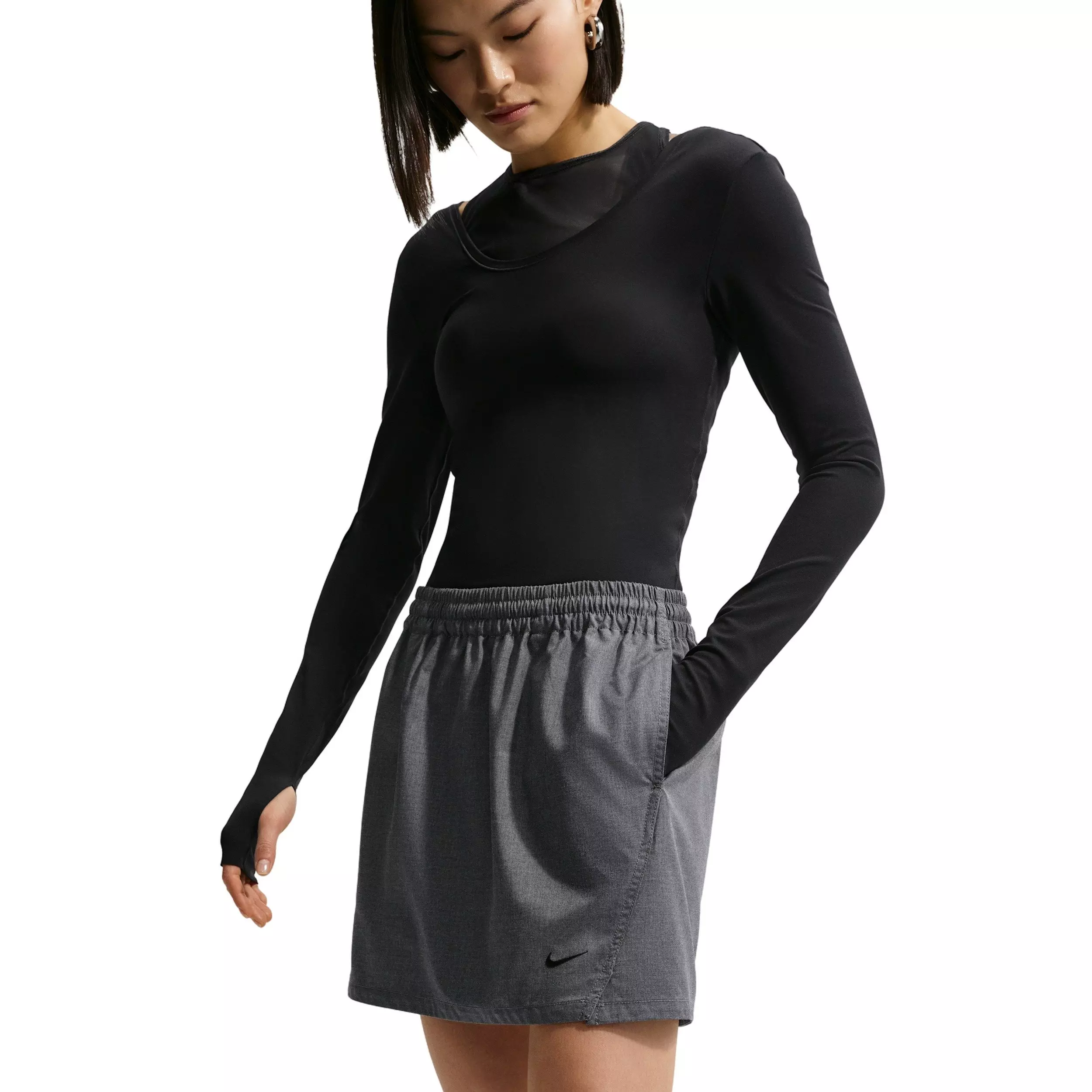 Nike Women's Sportswear Loose Woven Skirt - BLACK/GREY