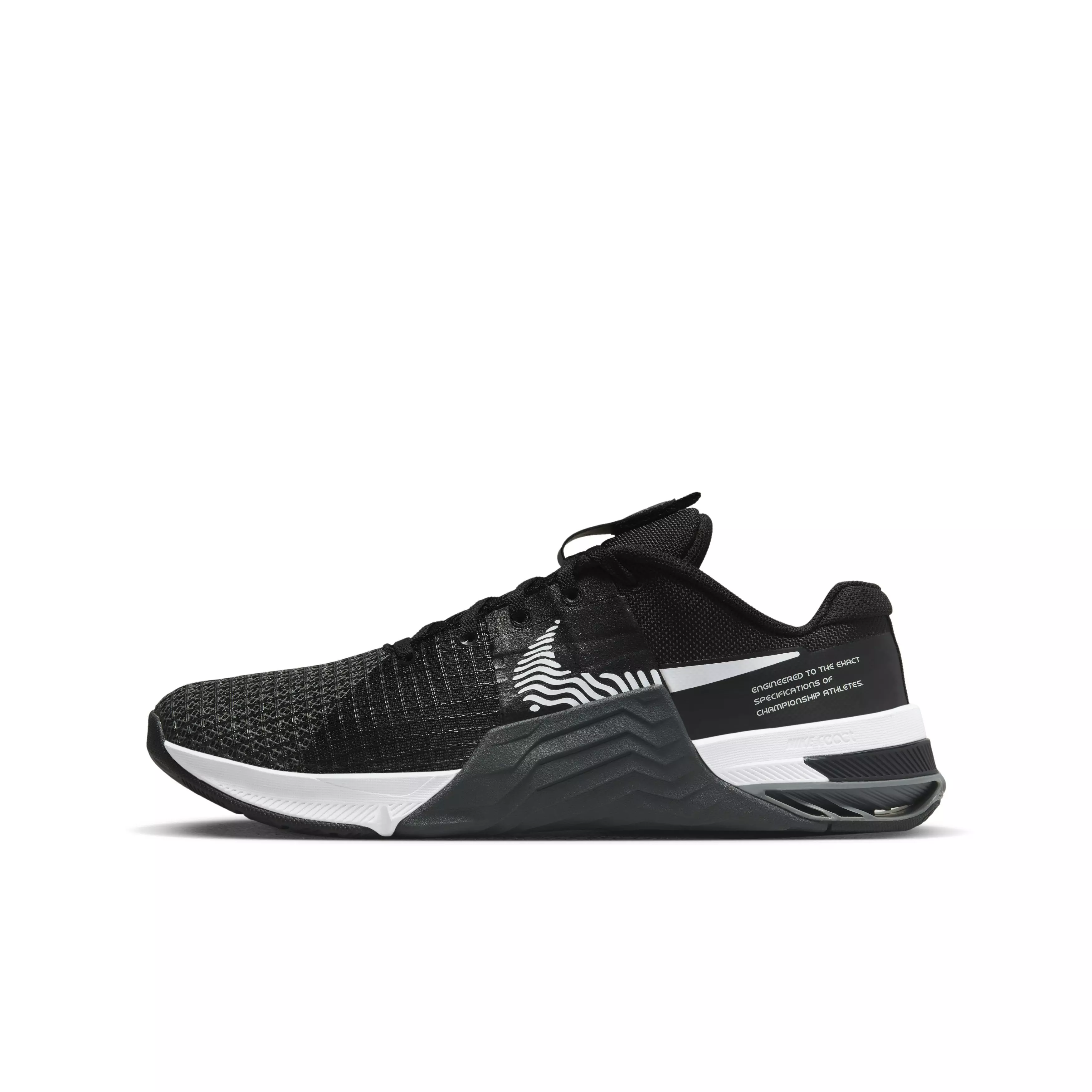 Nike Metcon 8 "Black/White/Dark Smoke Grey/Smoke Grey" Grade School Boys' Training Shoe - BLACK/WHITE/DK GREY/GREY