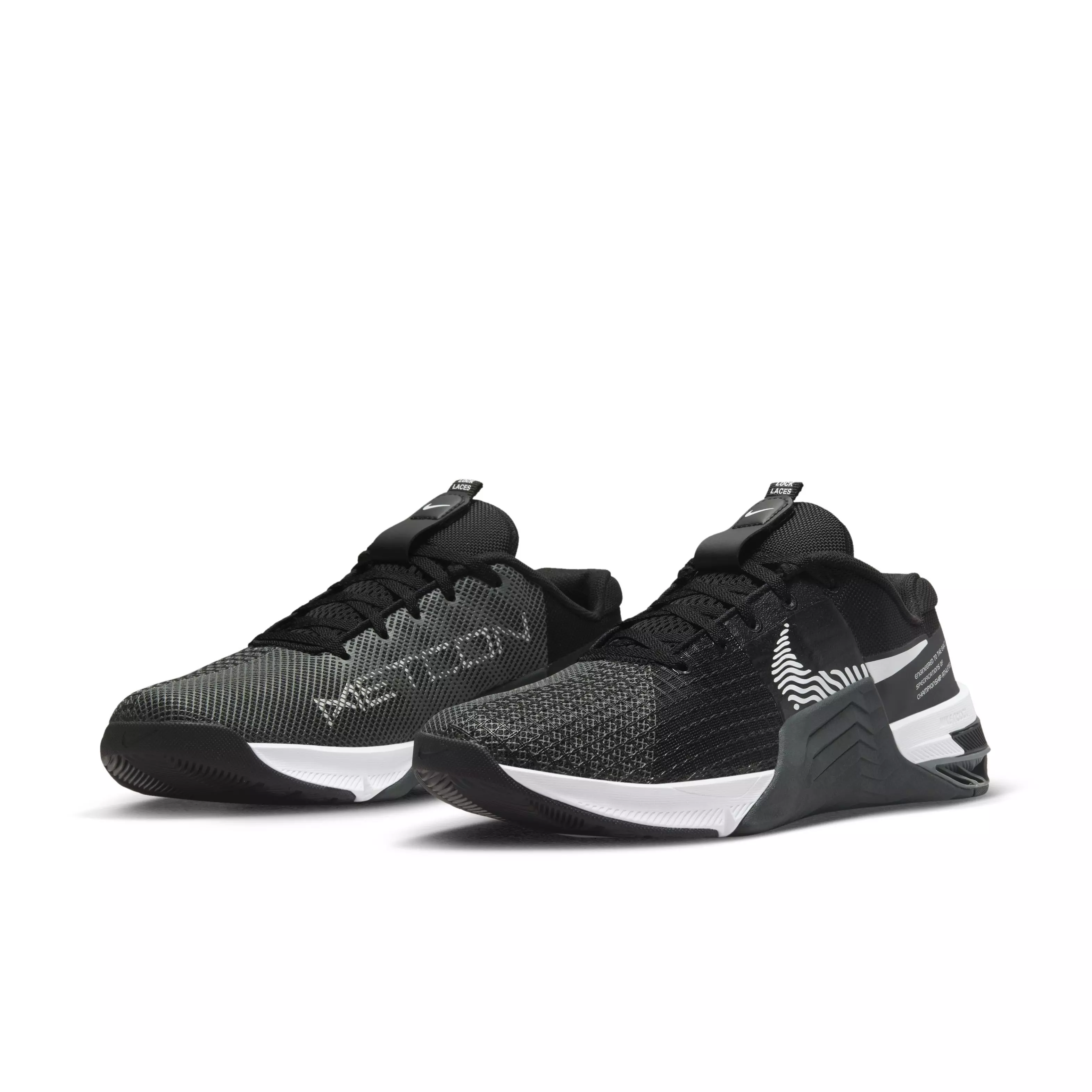 Nike Metcon 8 "Black/White/Dark Smoke Grey/Smoke Grey" Grade School Boys' Training Shoe - BLACK/WHITE/DK GREY/GREY