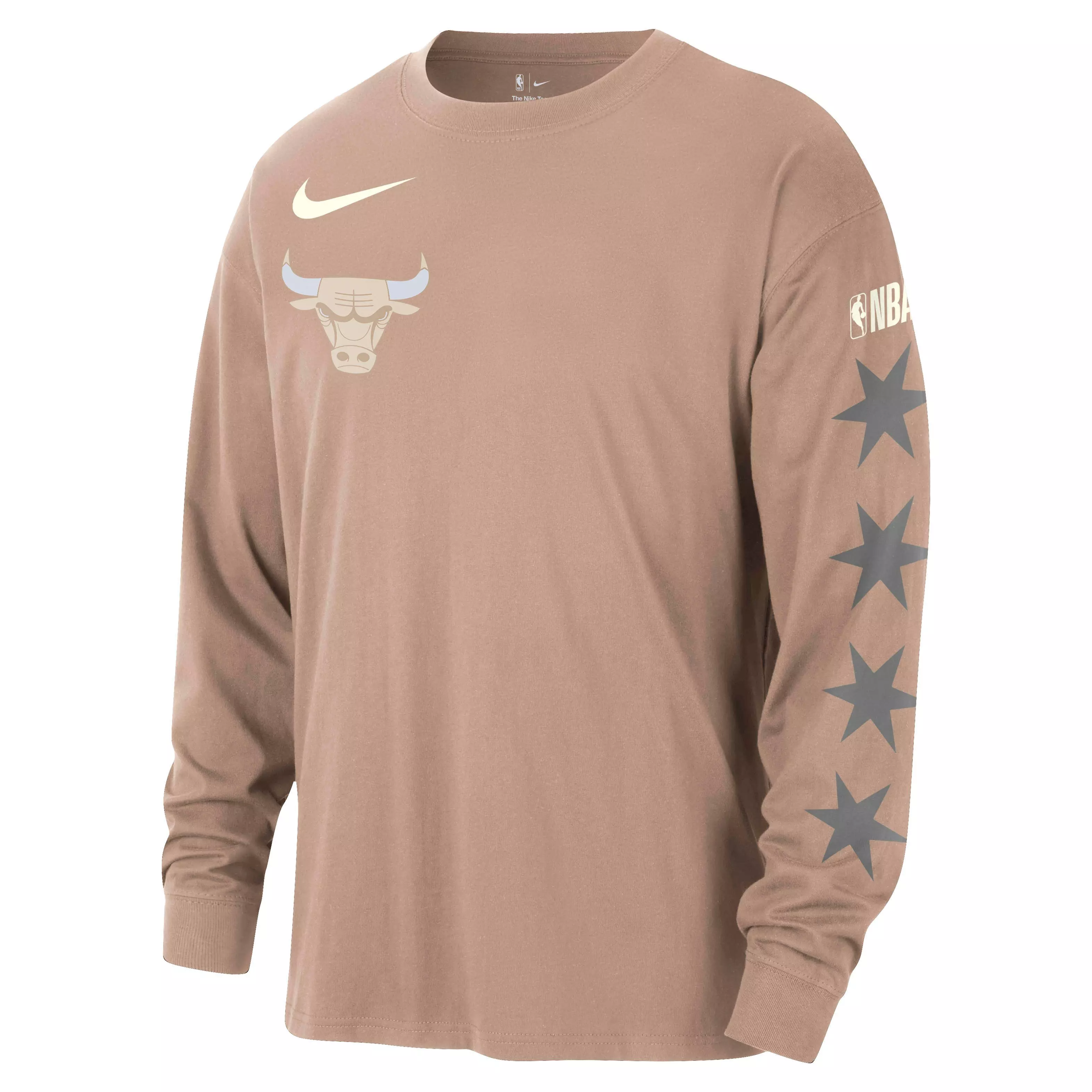 Nike Men's Chicago Bulls Courtside City Edition NBA Max90 Long Sleeve T-Shirt - Tan - TAN