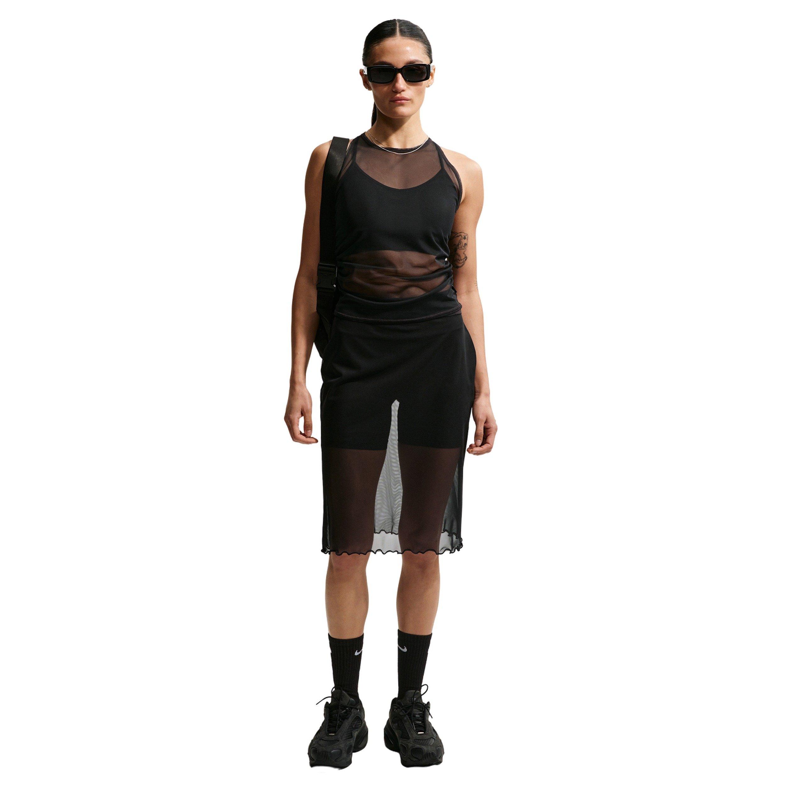 Nike Women's Sportswear Slim Sheer Skirt - BLACK/OFF-WHITE Thumbnail View 1