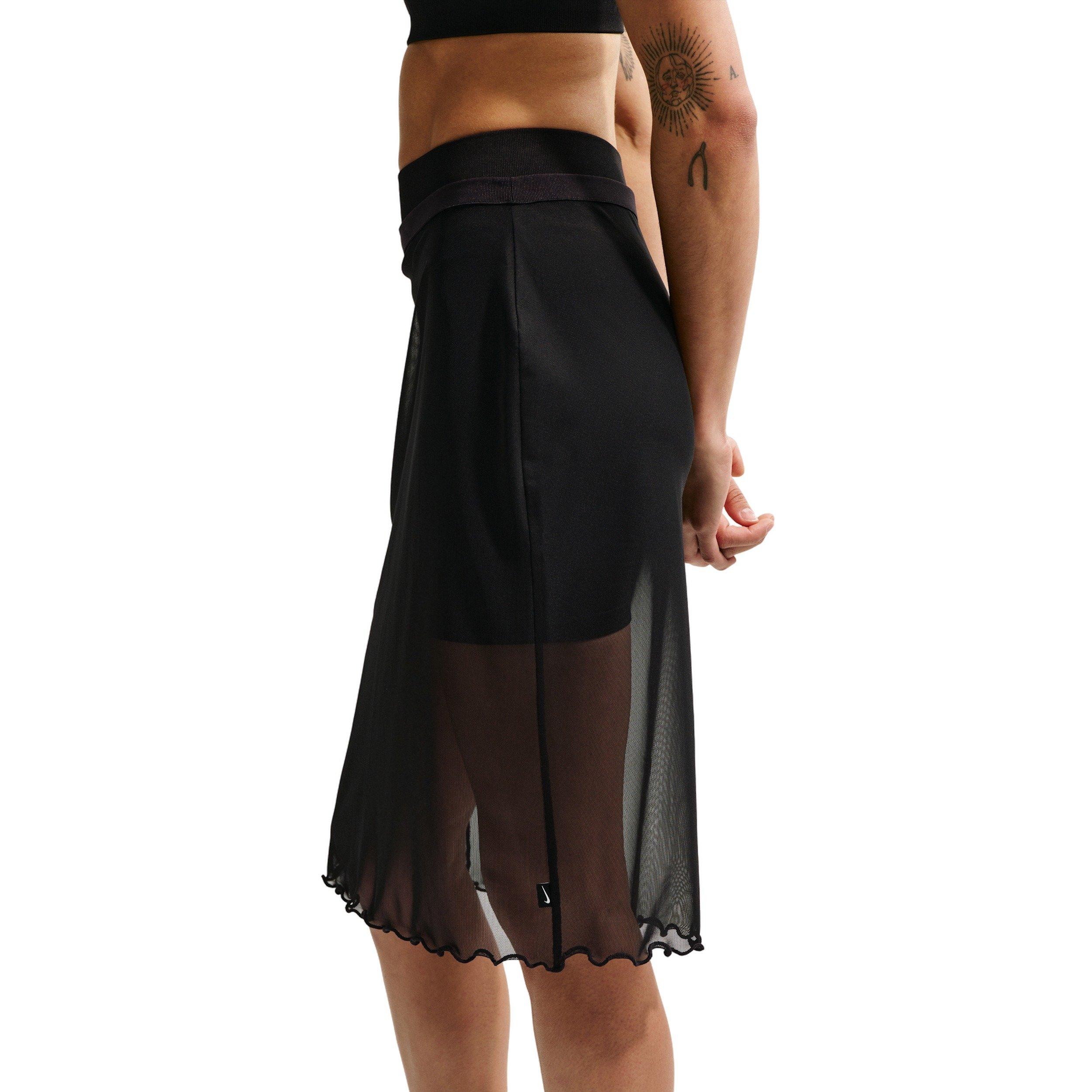 Nike Women's Sportswear Slim Sheer Skirt - BLACK/OFF-WHITE Thumbnail View 4