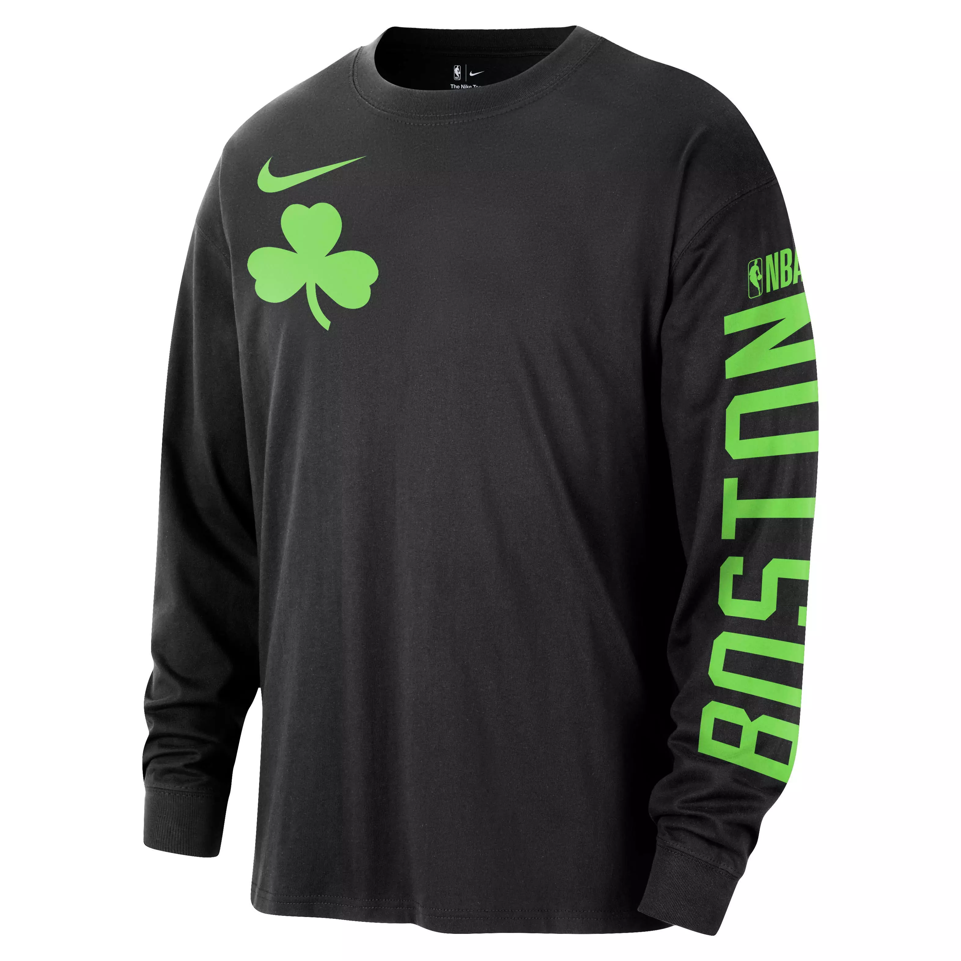 Nike Men's Boston Celtics Courtside City Edition NBA Max90 Long Sleeve T-Shirt - Black - BLACK