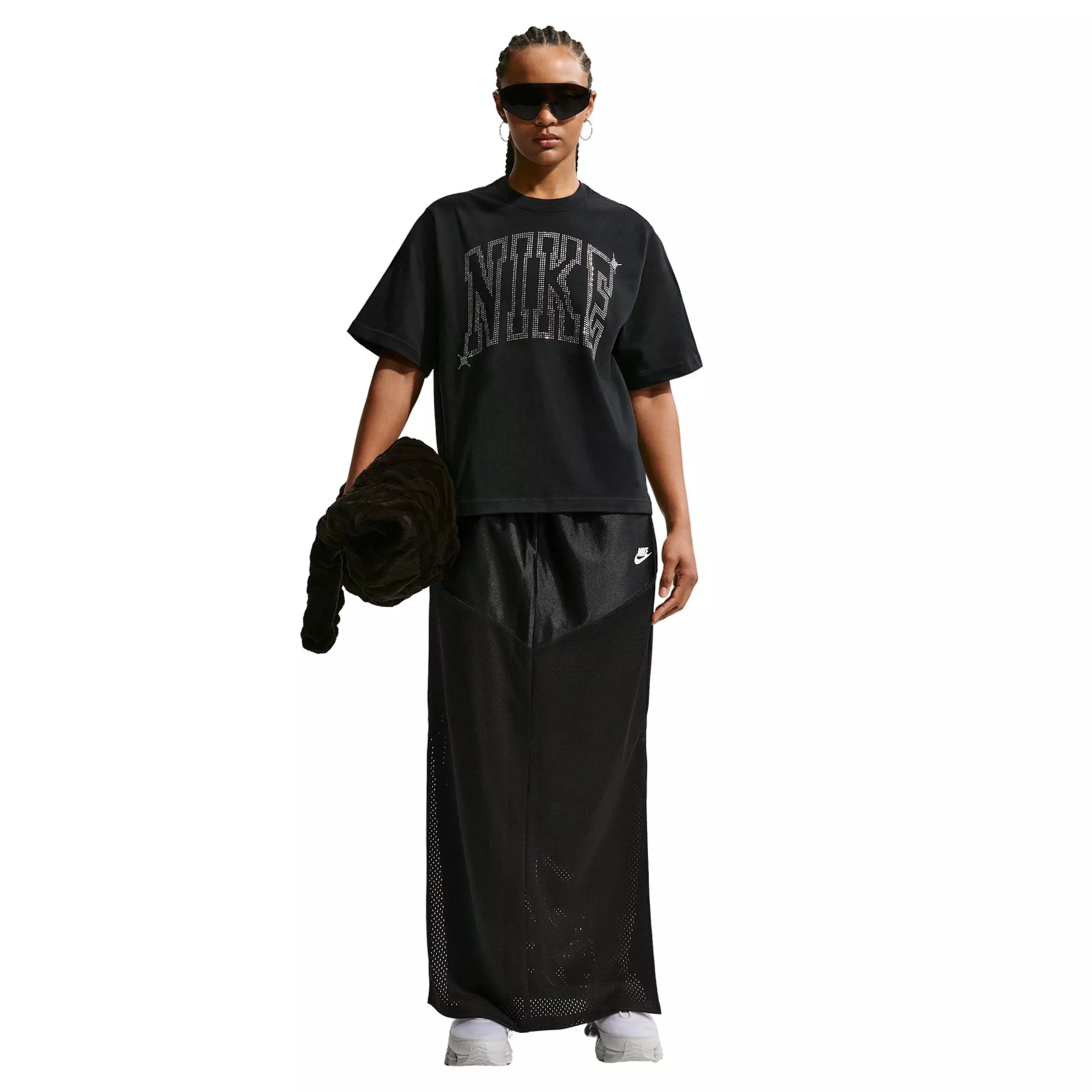 Nike Women's Sportswear Heritage Festival Mid-Rise Skirt - BLACK/OFF-WHITE