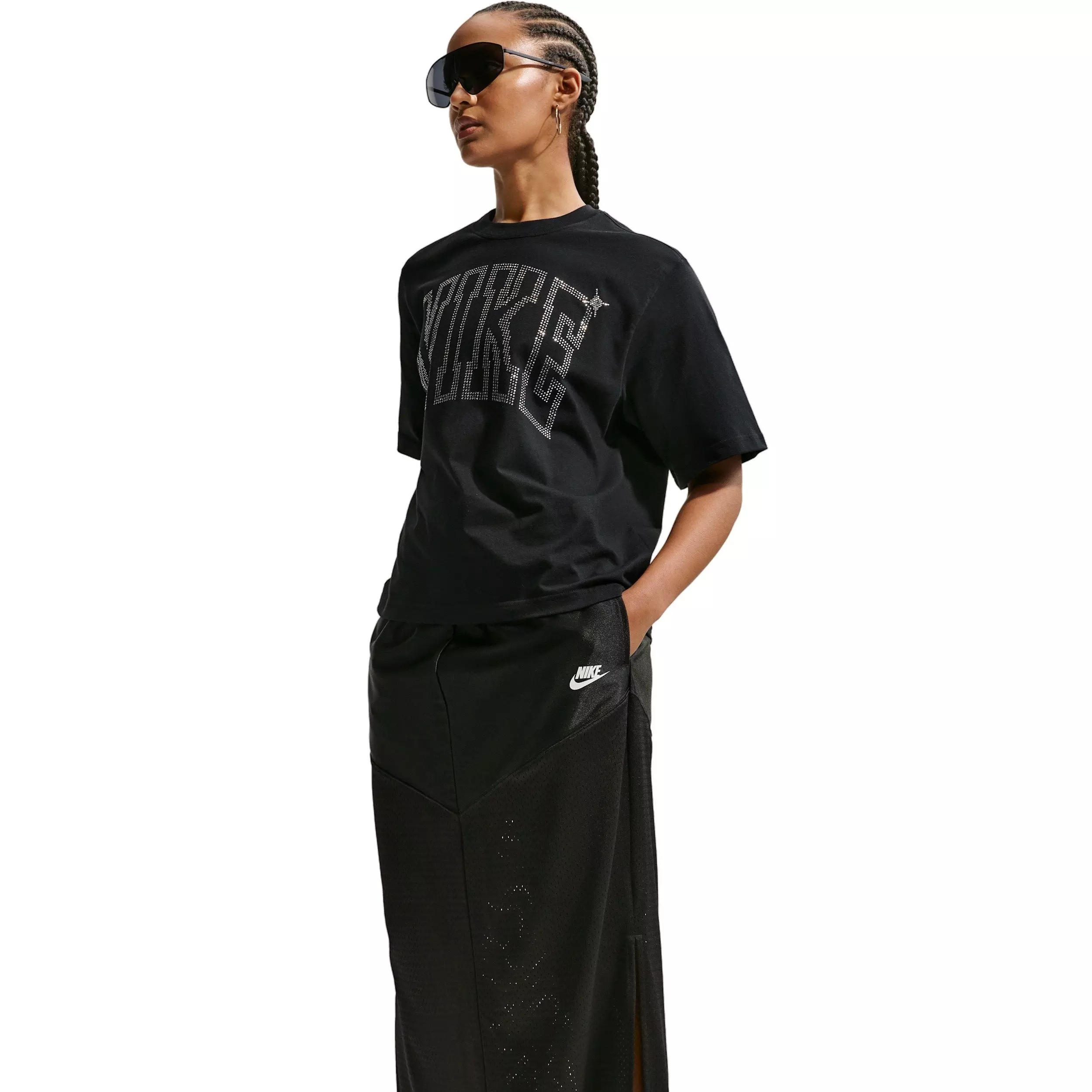 Nike Women's Sportswear Heritage Festival Mid-Rise Skirt - BLACK/OFF-WHITE