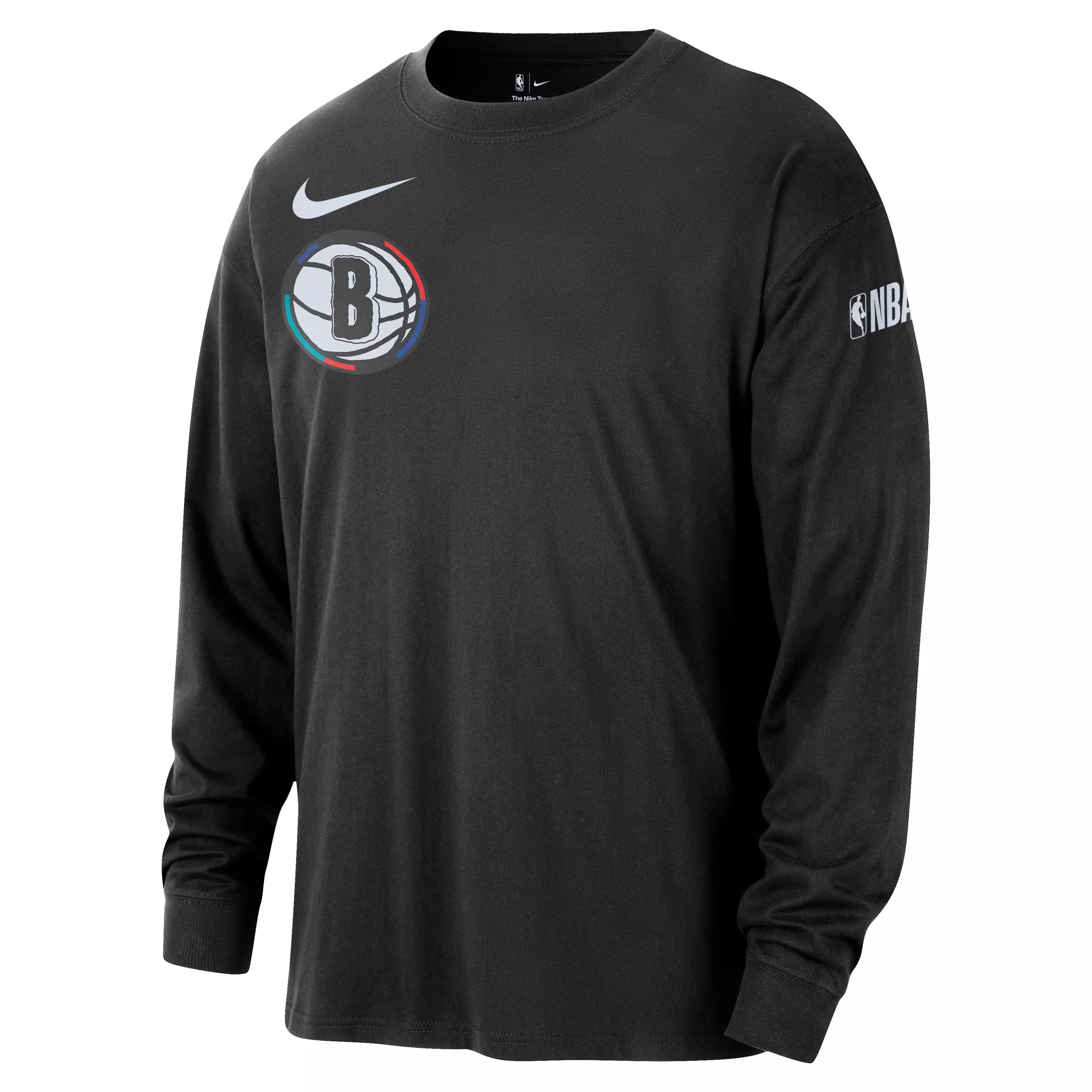 Nike Men's Brooklyn Nets Courtside City Edition NBA Max90 Long Sleeve T-Shirt - Black - BLACK