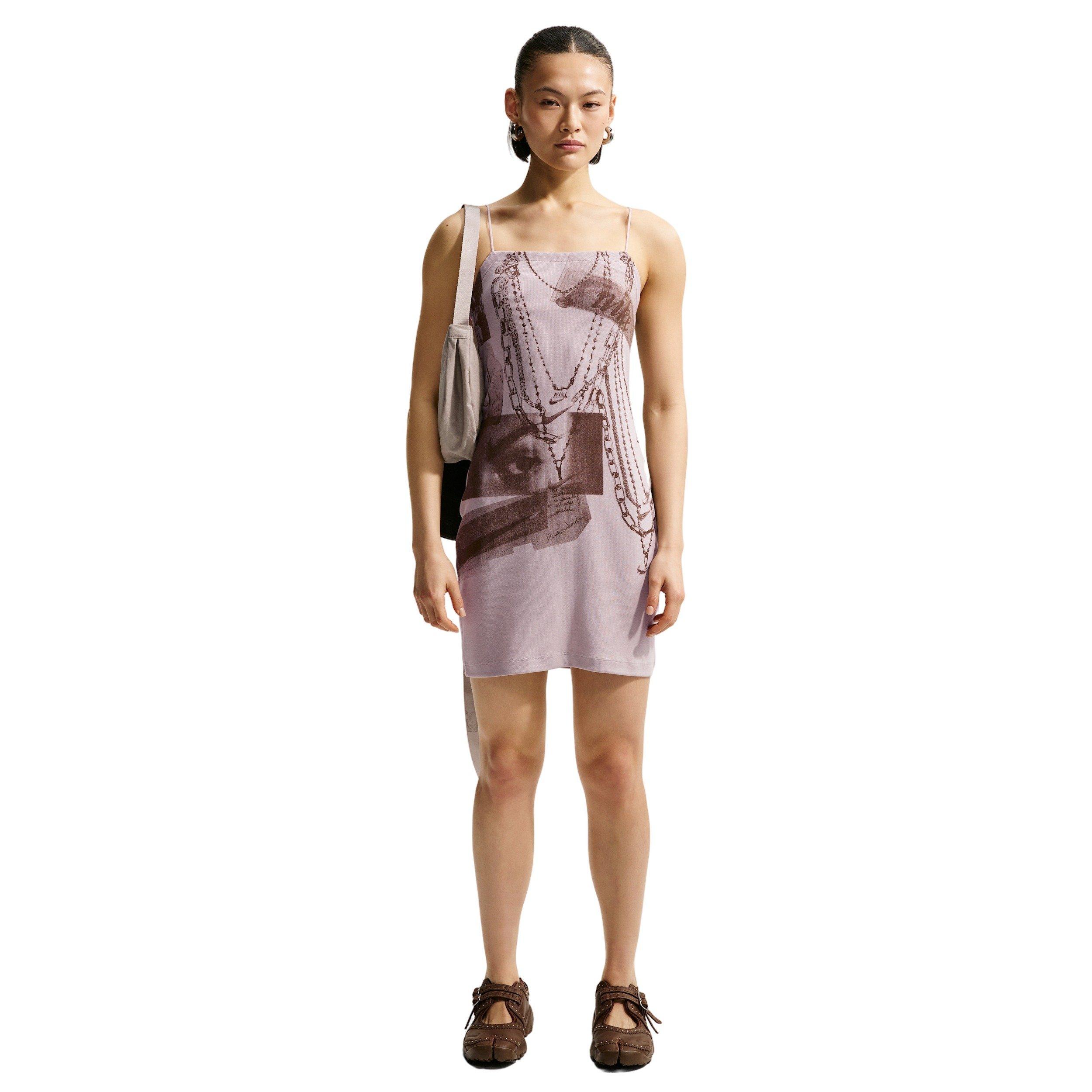 Nike Women's Sportswear Chill Knit Tight Mini-Rib Cami Dress - Lt Brown - LT BROWN Thumbnail View 1