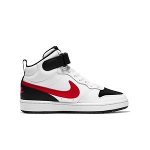 Nike Court Borough Mid 2 "White/Red/Black" Grade School Boys' Shoe