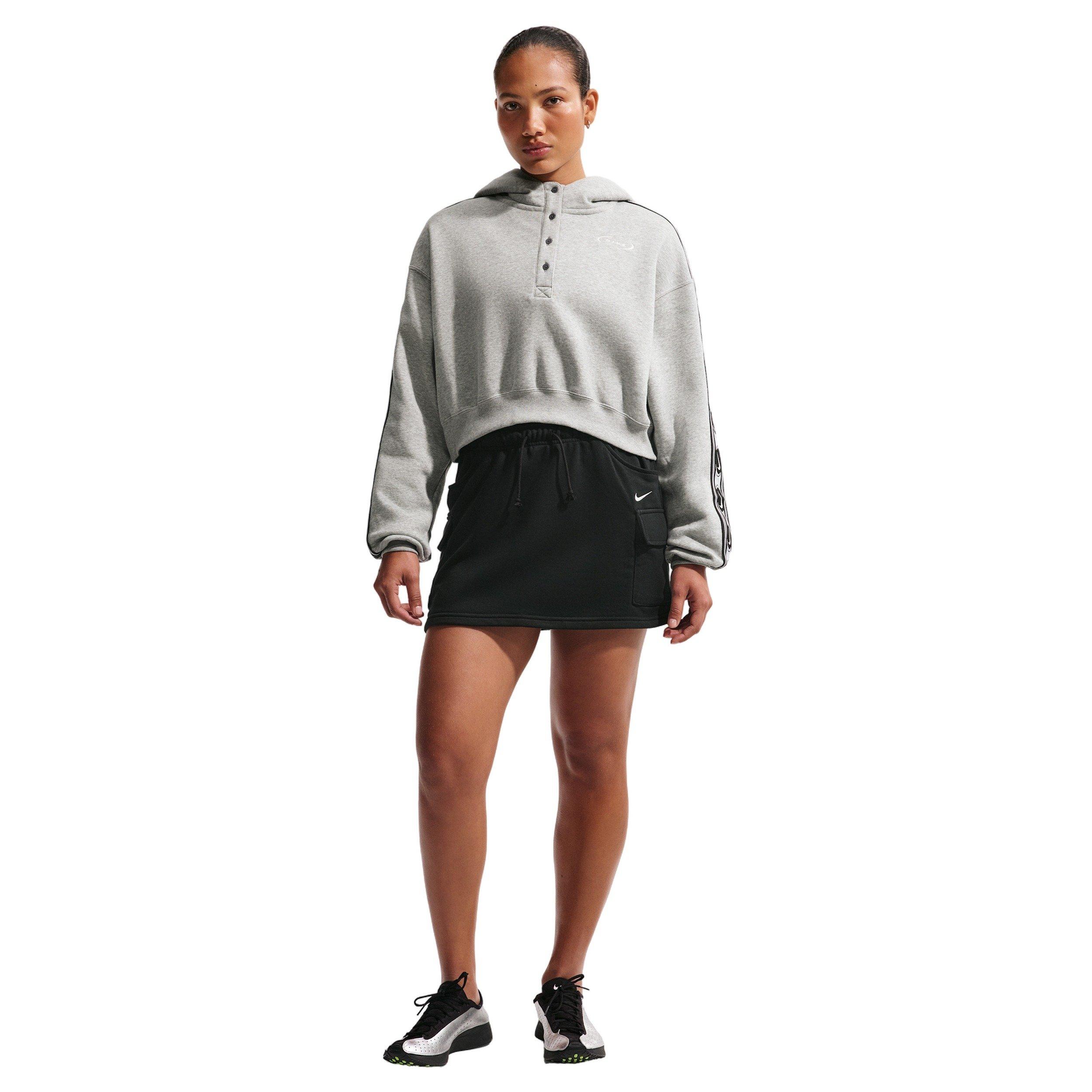 Nike Women's Sportswear Phoenix Fleece Mid-Rise Cargo Miniskirt - BLACK/OFF-WHITE Thumbnail View 4