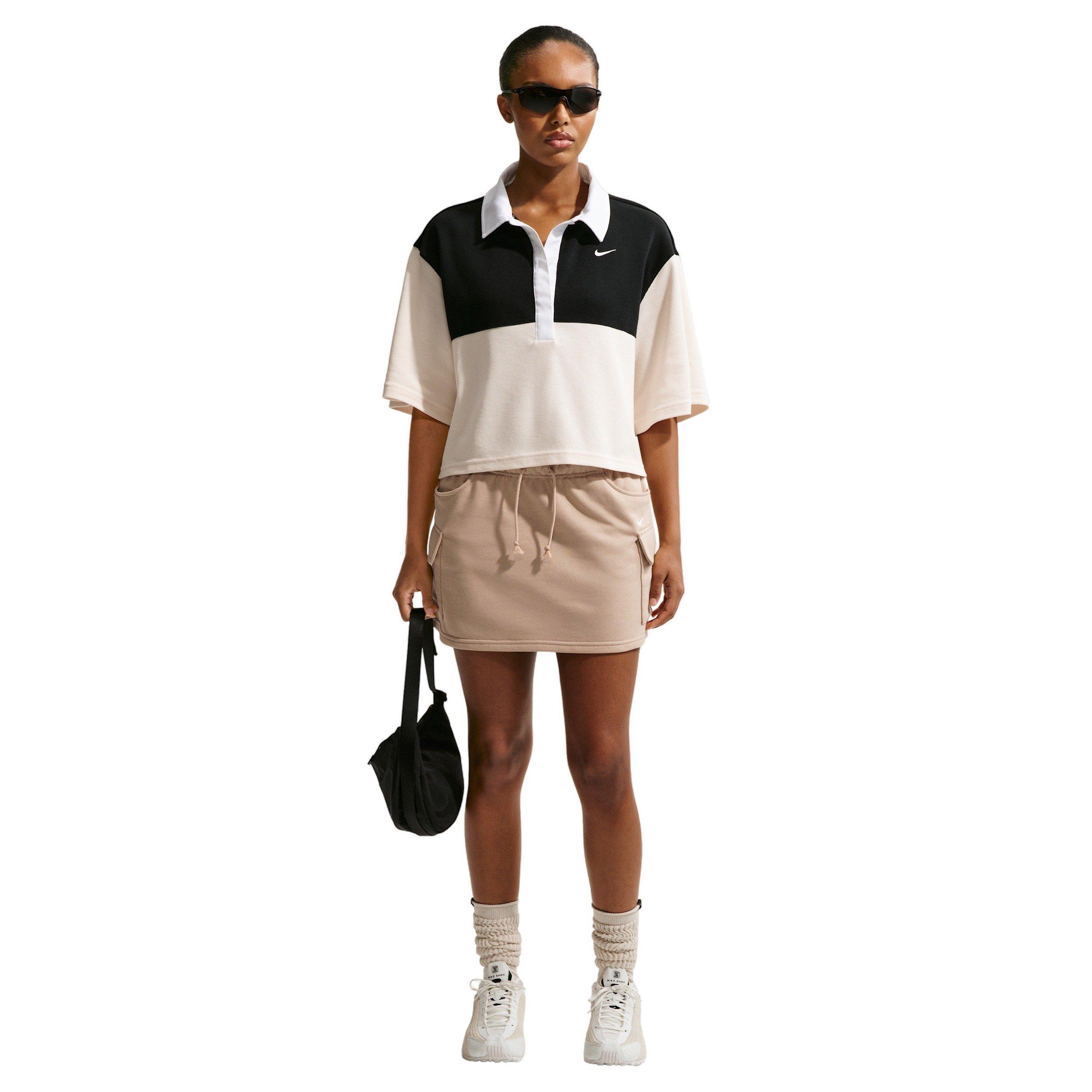 Nike Women's Sportswear Phoenix Fleece Mid-Rise Cargo Miniskirt - BEIGE Thumbnail View 4